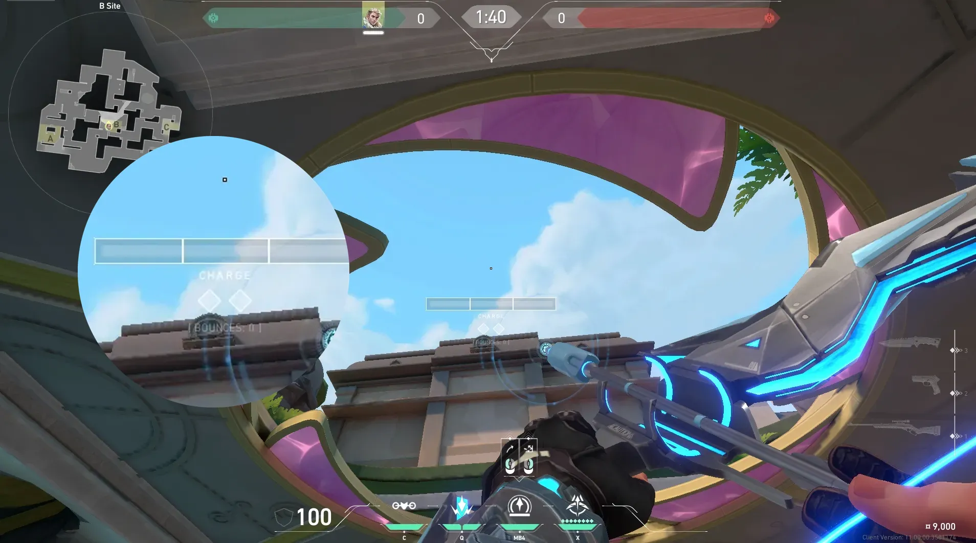 Sova Recon Bolt on Lotus Defense Site B — step 4 of 5: Aim — line up the shot