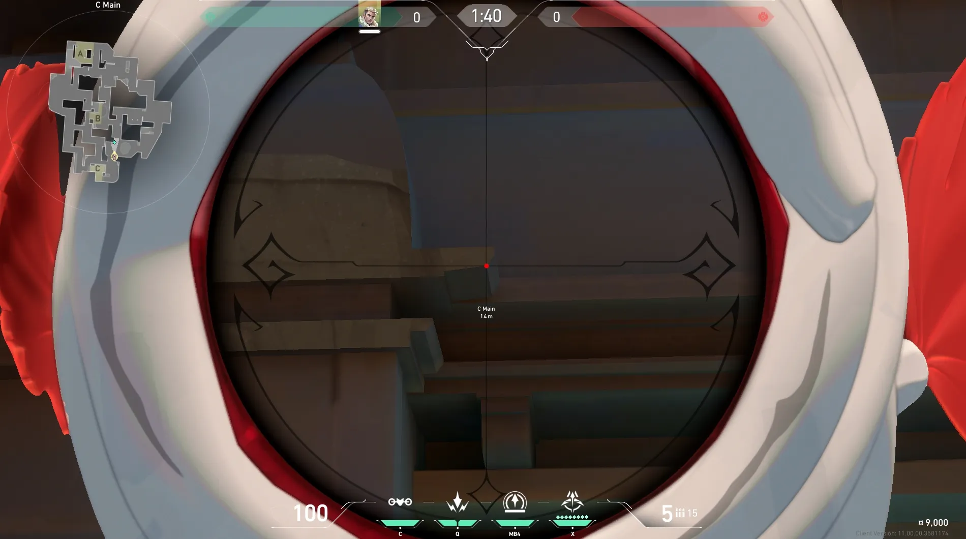 Sova Recon Bolt on Lotus Attack Site A — step 3 of 5: Aim — line up the shot