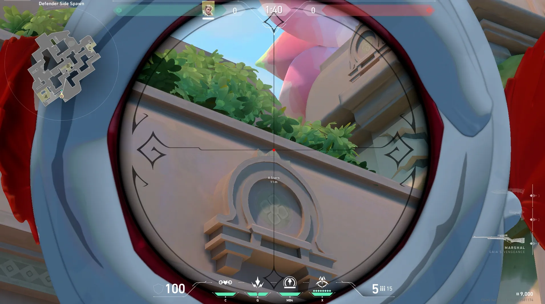 Sova Recon Bolt on Lotus Defense Site B — step 4 of 6: Aim — line up the shot