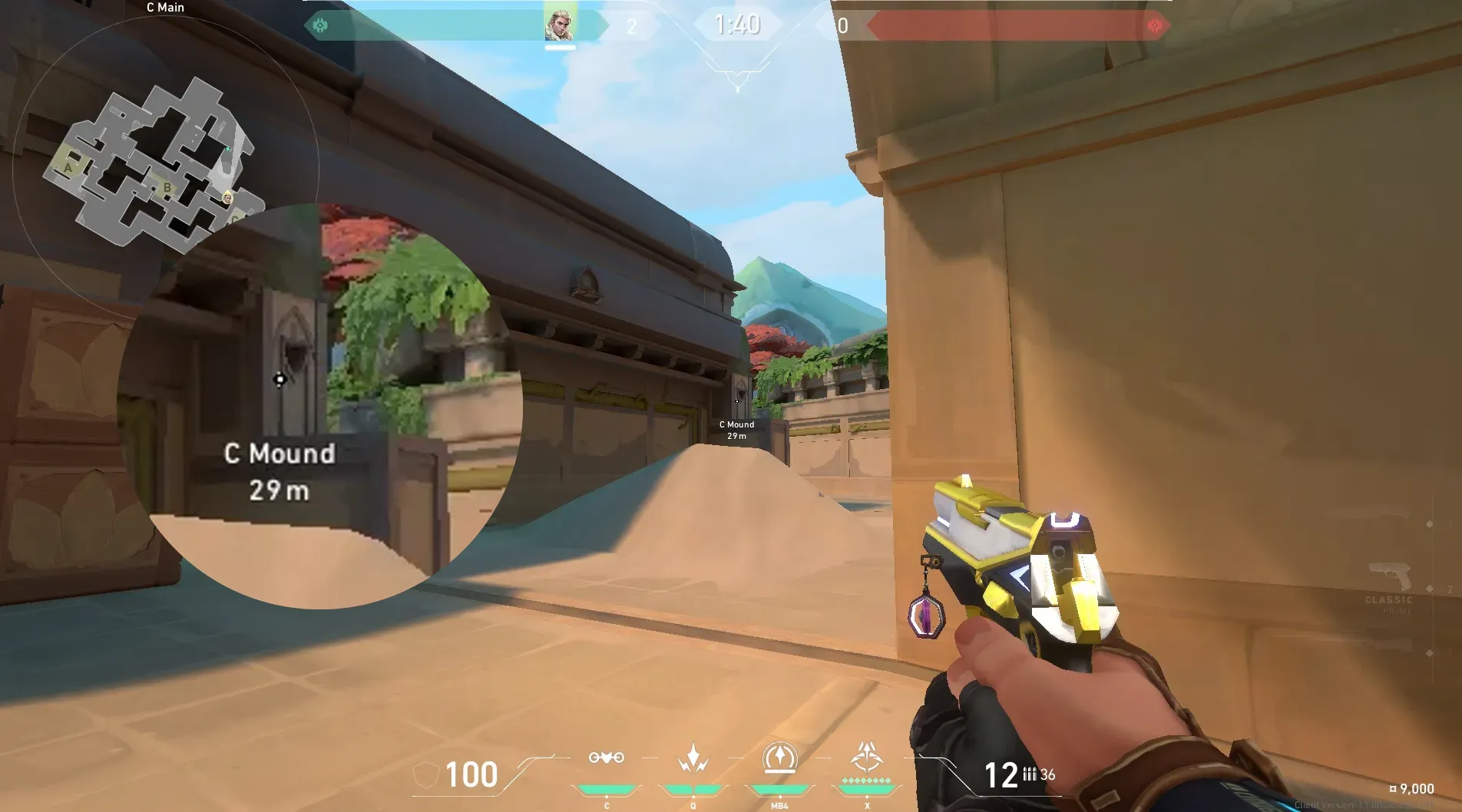 Sova Recon Bolt on Lotus Attack Site A — step 2 of 6: Aim — line up the shot