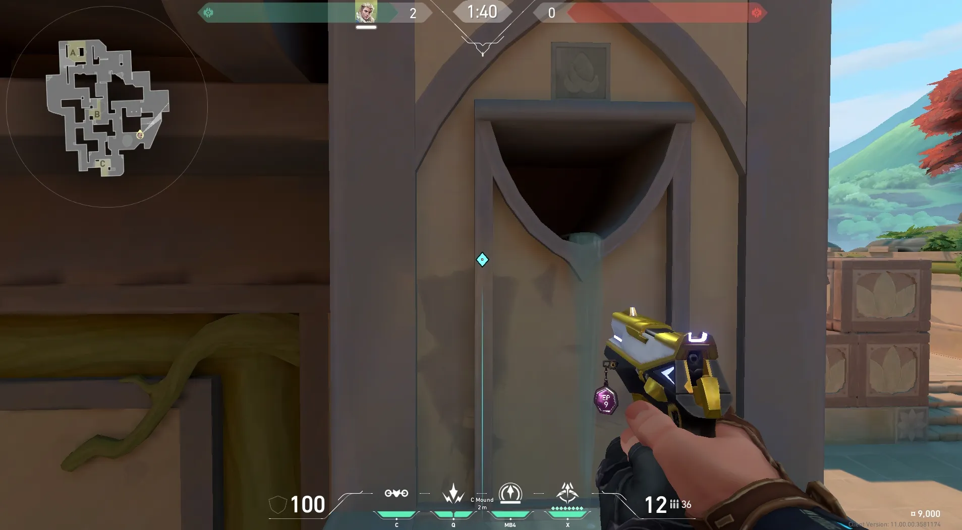 Sova Recon Bolt on Lotus Attack Site A — step 4 of 6: Aim — line up the shot