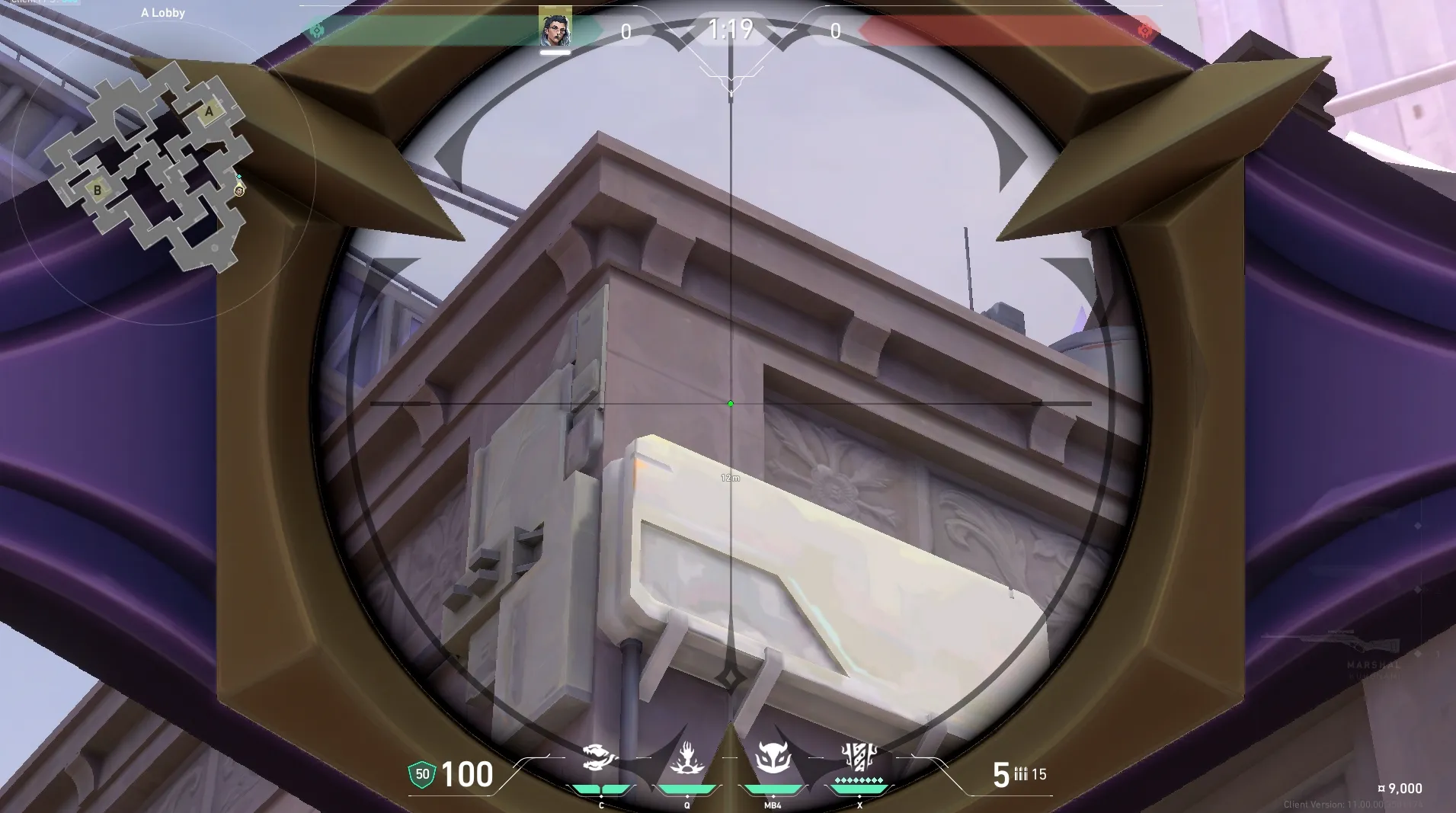 Fade Haunt on Corrode Attack Site A — step 3 of 4: Aim — line up the shot