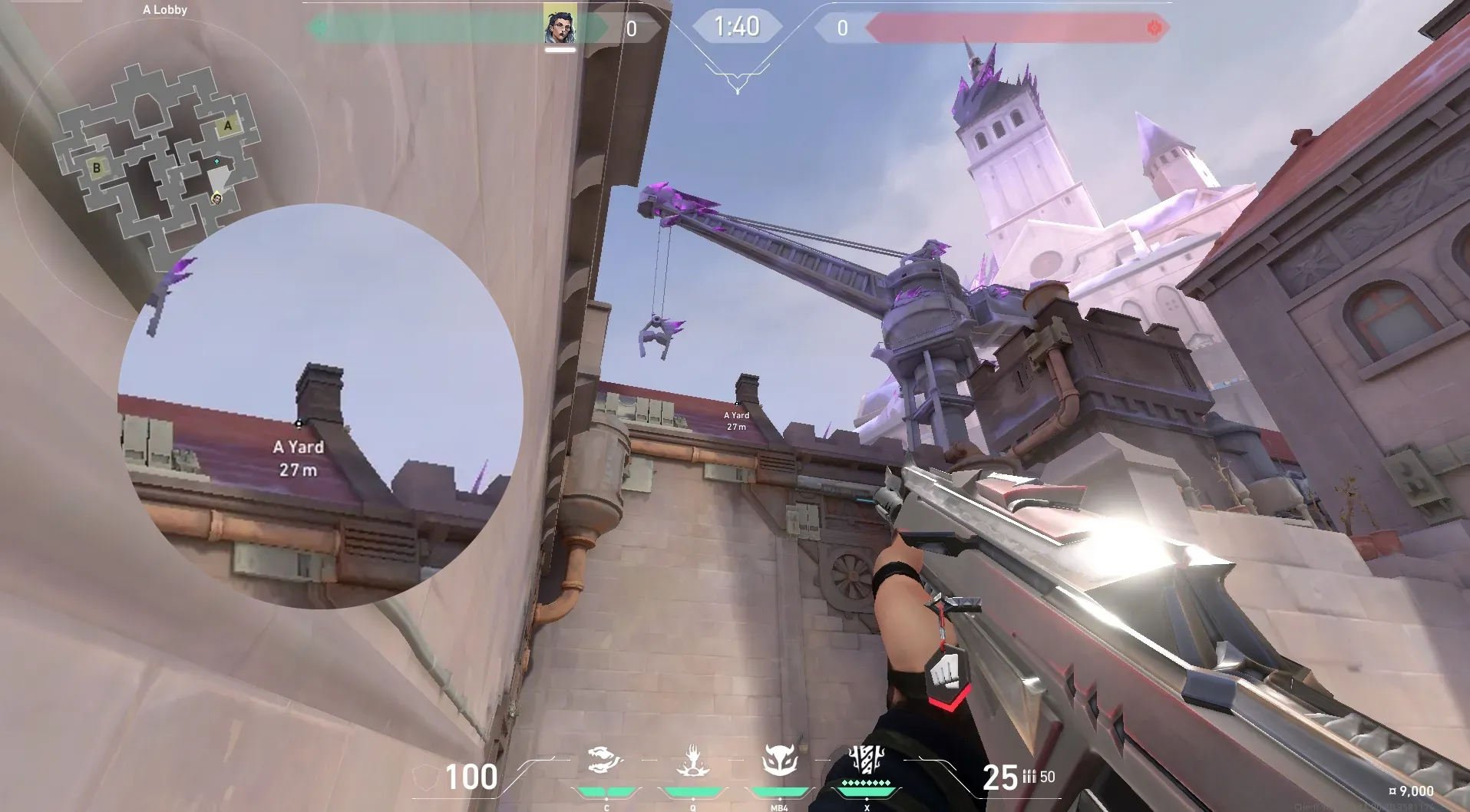 Fade Haunt on Corrode Attack Site A — step 2 of 4: Aim — line up the shot