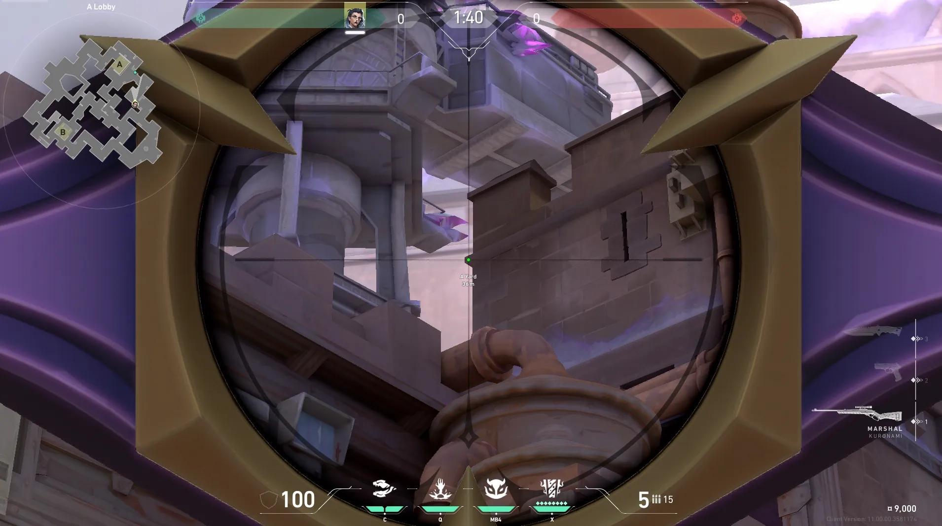 Fade Haunt on Corrode Attack Site A — step 4 of 7: Aim — line up the shot