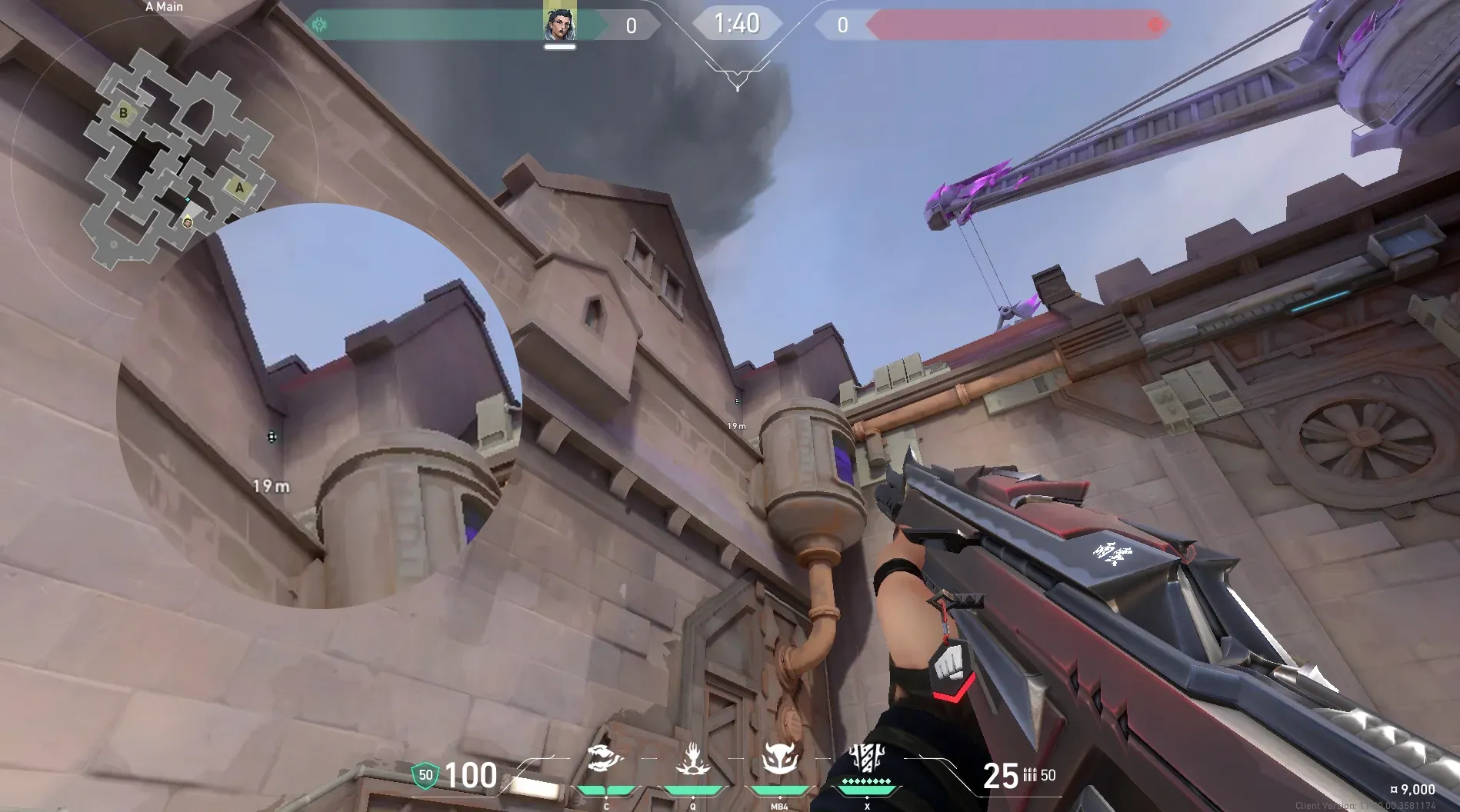 Fade Haunt on Corrode Attack Site A — step 3 of 6: Aim — line up the shot