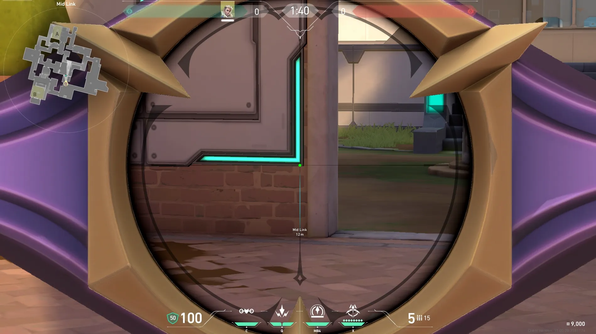Sova Recon Bolt on Ascent Attack Site A — step 3 of 6: Aim — line up the shot
