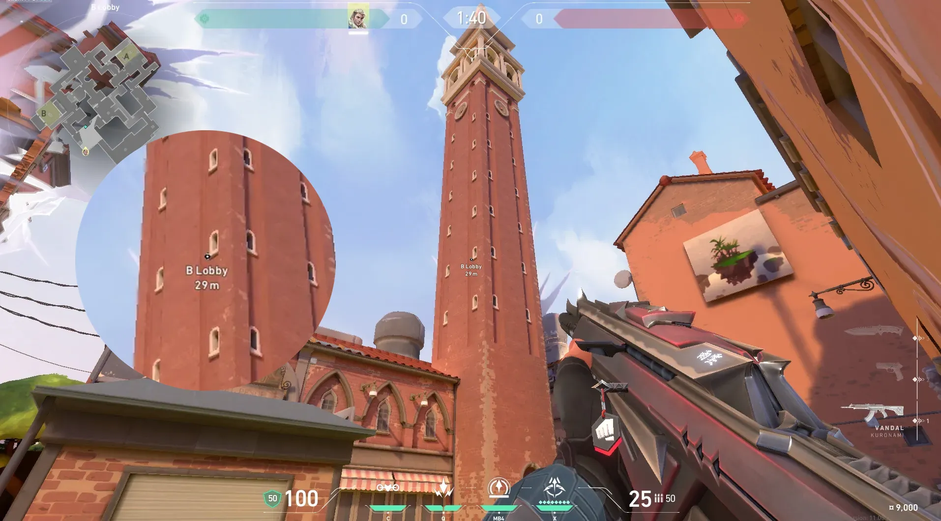 Sova Recon Bolt on Ascent Attack Mid — step 2 of 5: Aim — line up the shot