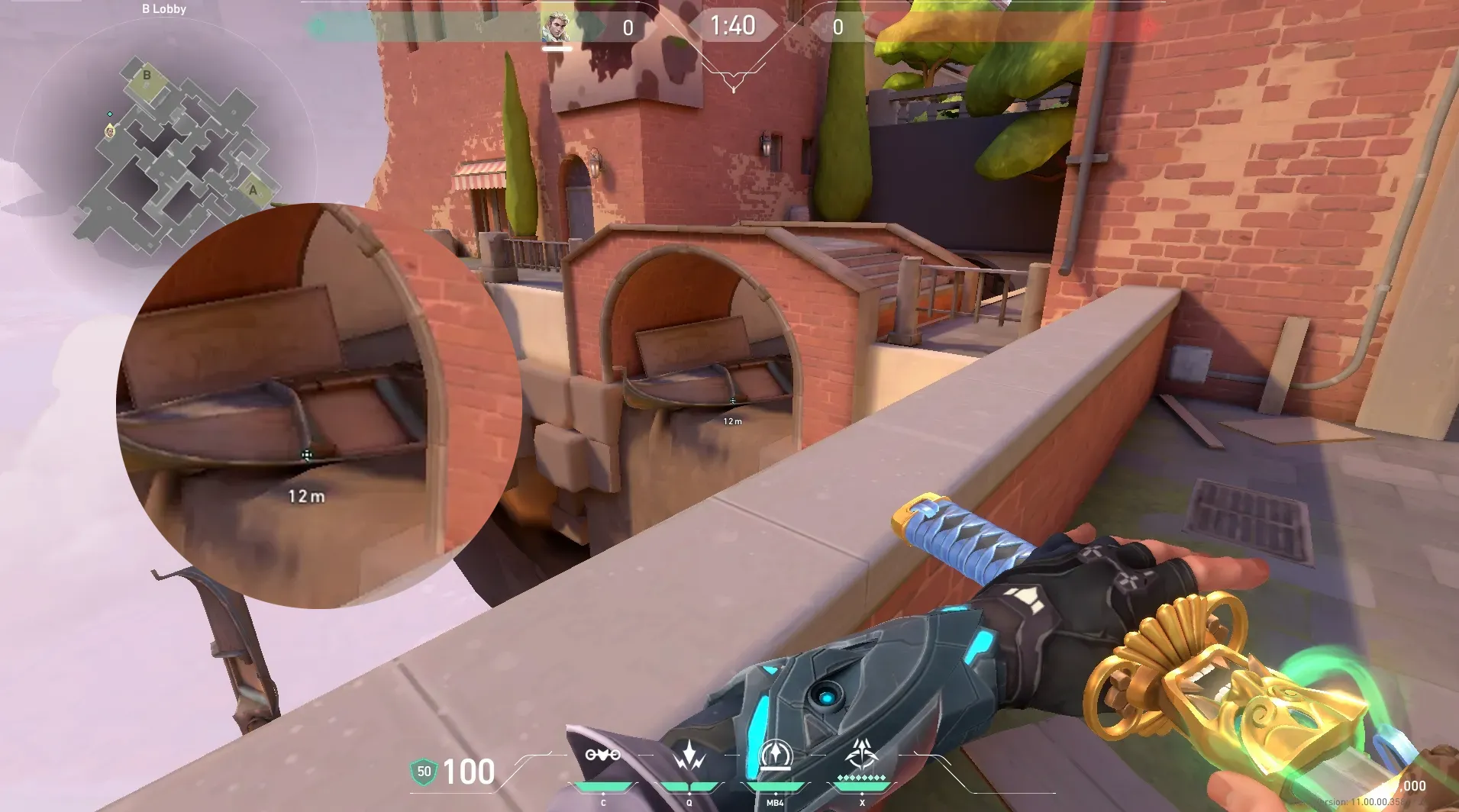 Sova Recon Bolt on Ascent Attack Site B — step 2 of 5: Aim — line up the shot