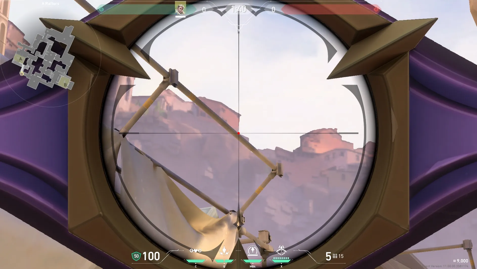 Sova Recon Bolt on Ascent Defense Site A — step 3 of 4: Aim — line up the shot