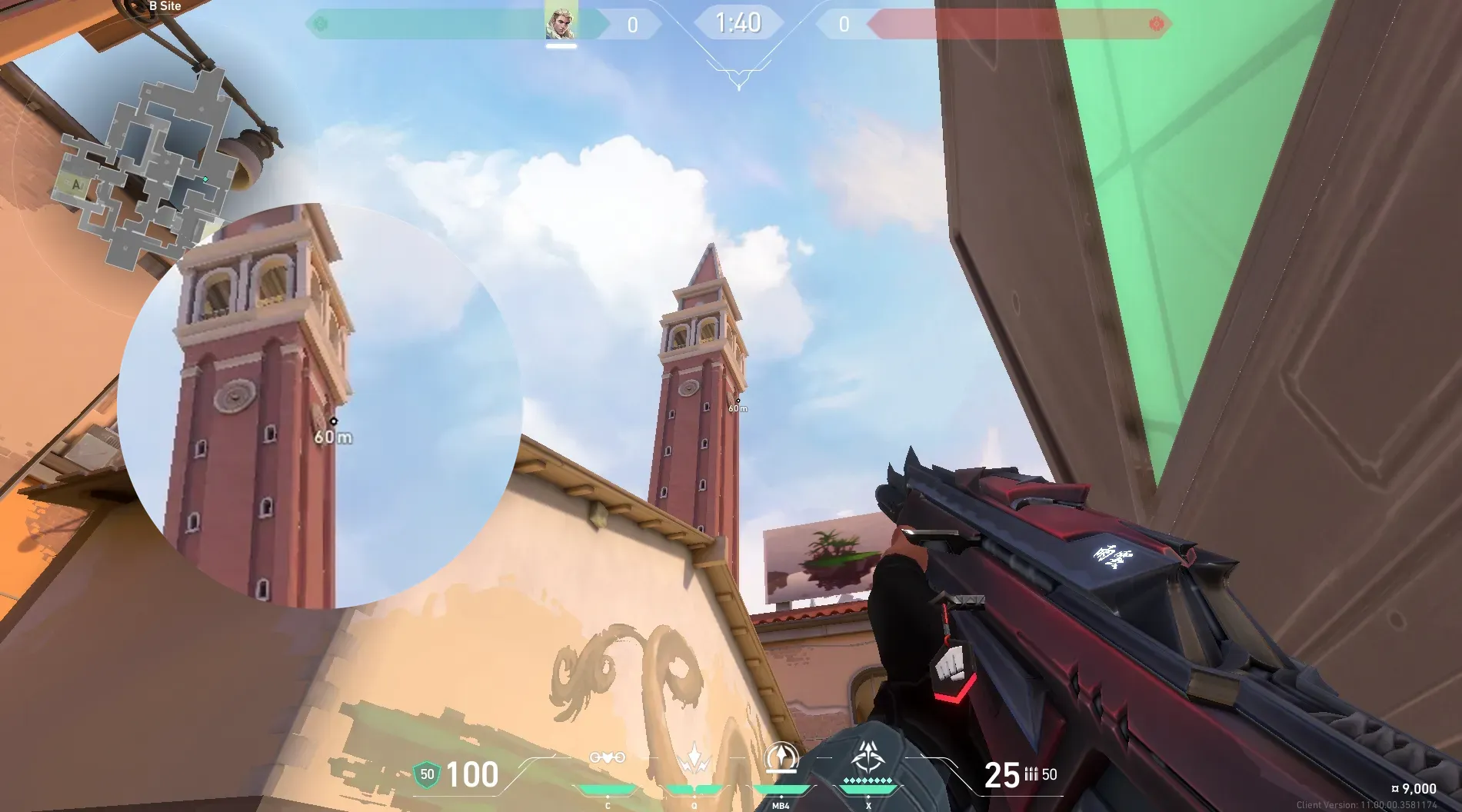 Sova Recon Bolt on Ascent Defense Site B — step 2 of 5: Aim — line up the shot