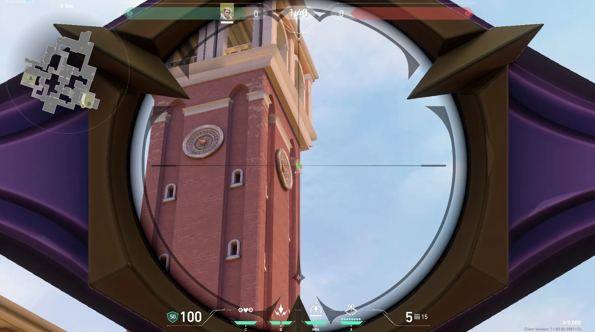 Sova Recon Bolt on Ascent Defense Site B — step 3 of 5: Aim — line up the shot