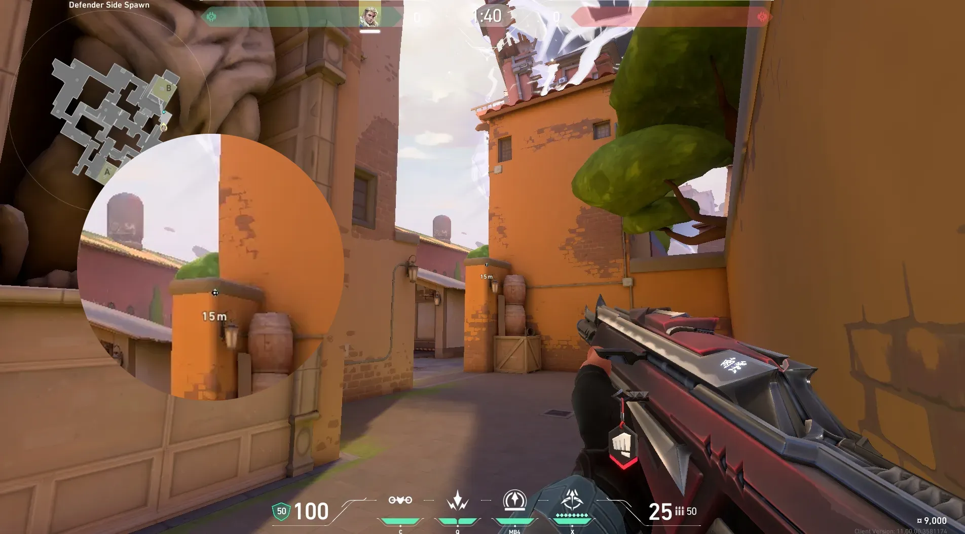 Sova Recon Bolt on Ascent Defense Site B — step 2 of 5: Aim — line up the shot