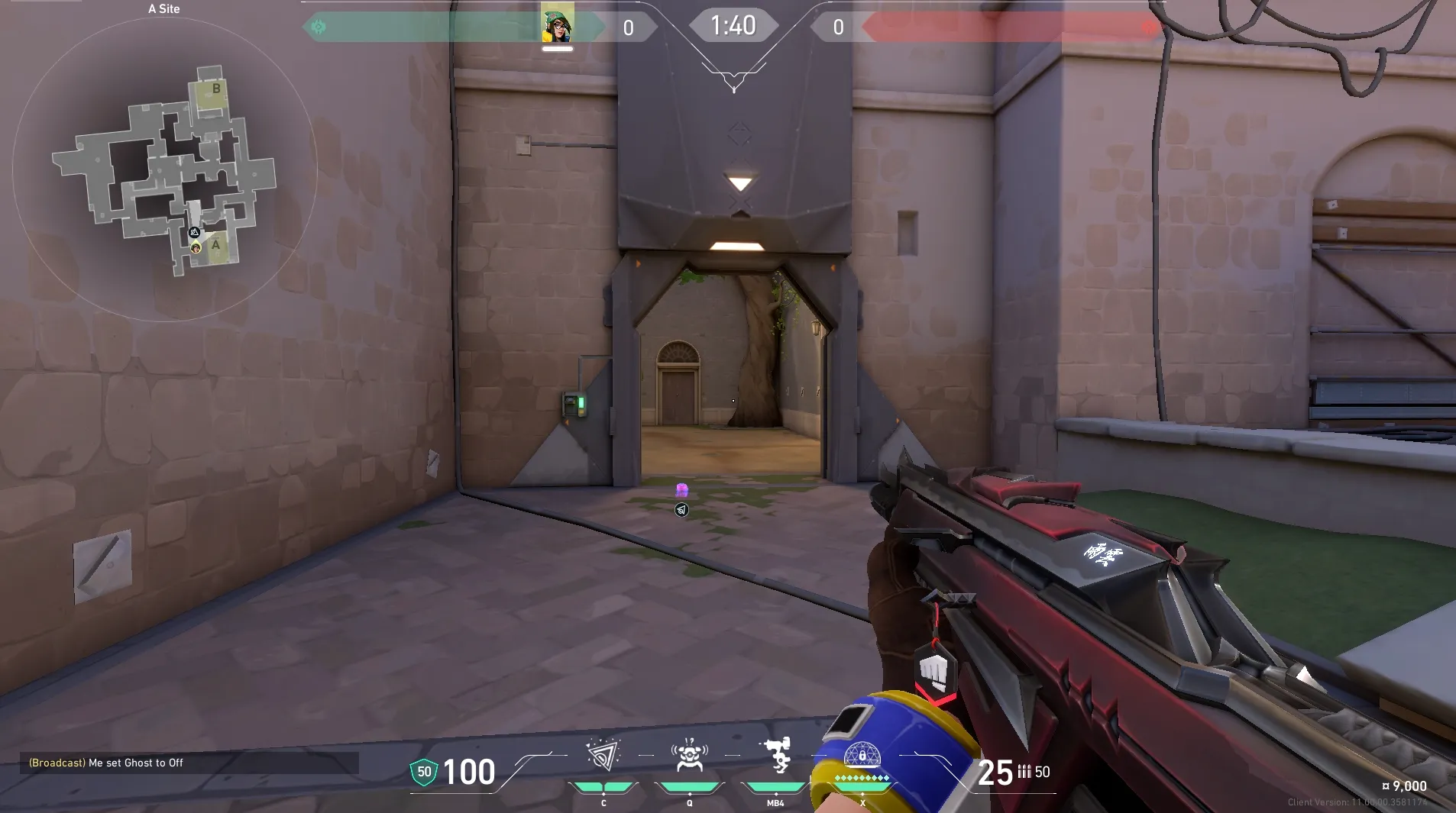 Killjoy Nanoswarm on Ascent Defense Site A — step 3 of 4: Aim — line up the shot