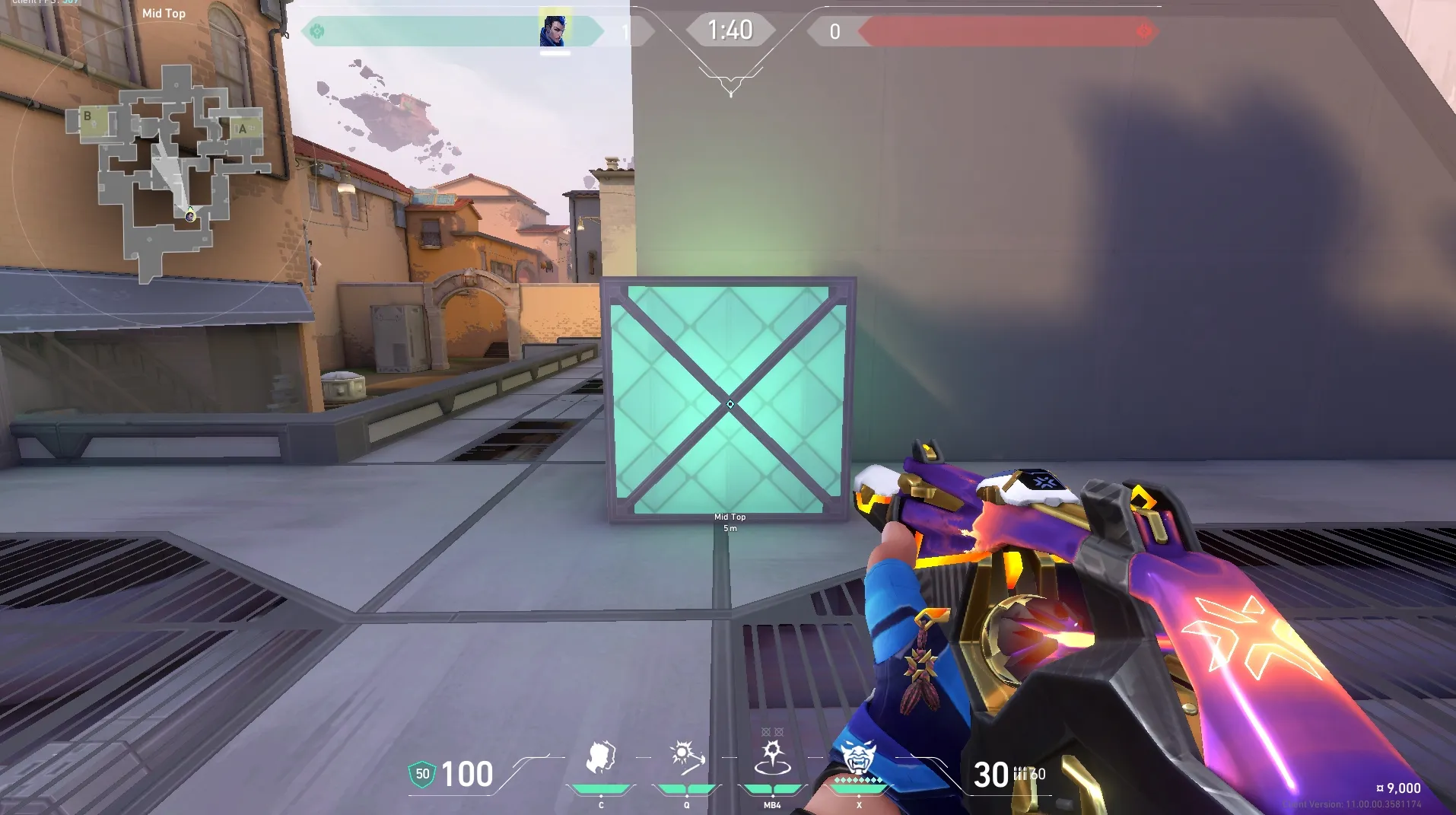 Yoru Gatecrash on Ascent Attack Mid — step 2 of 5: Aim — line up the shot