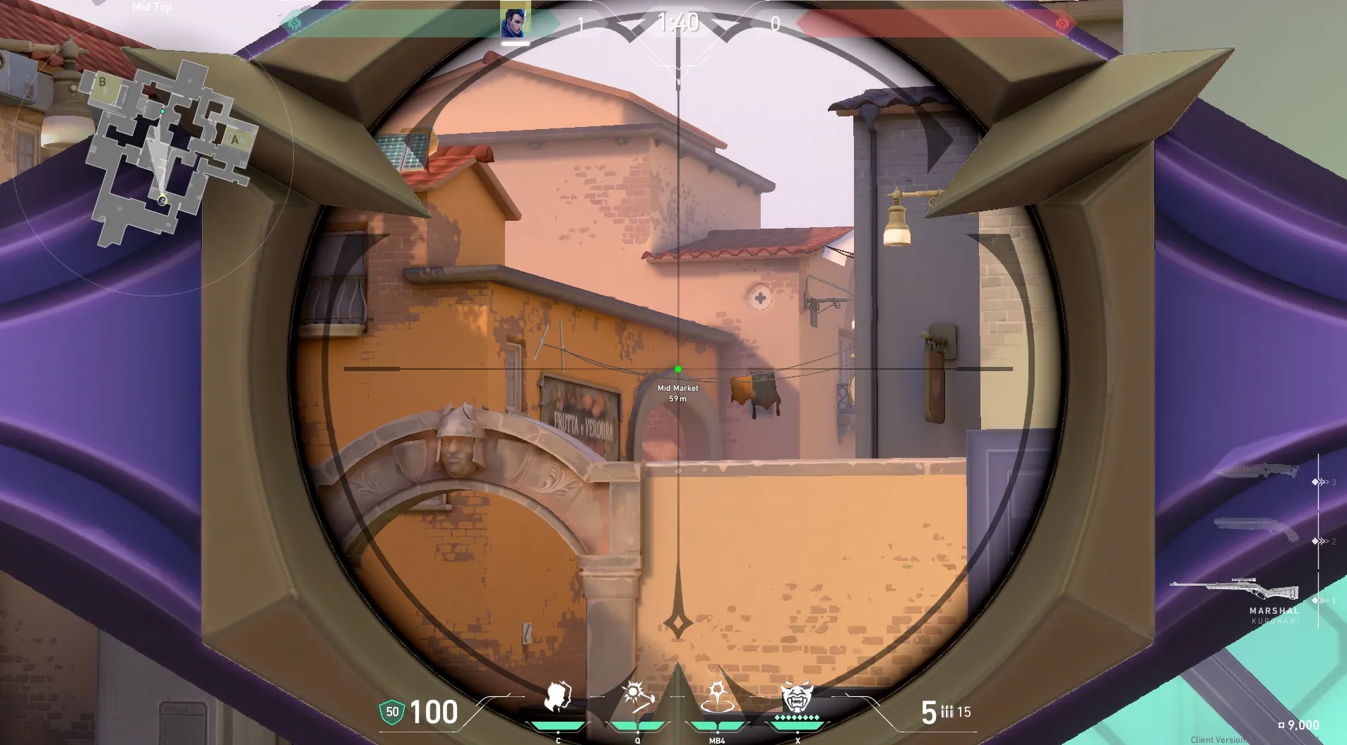 Yoru Gatecrash on Ascent Attack Mid — step 4 of 5: Aim — line up the shot
