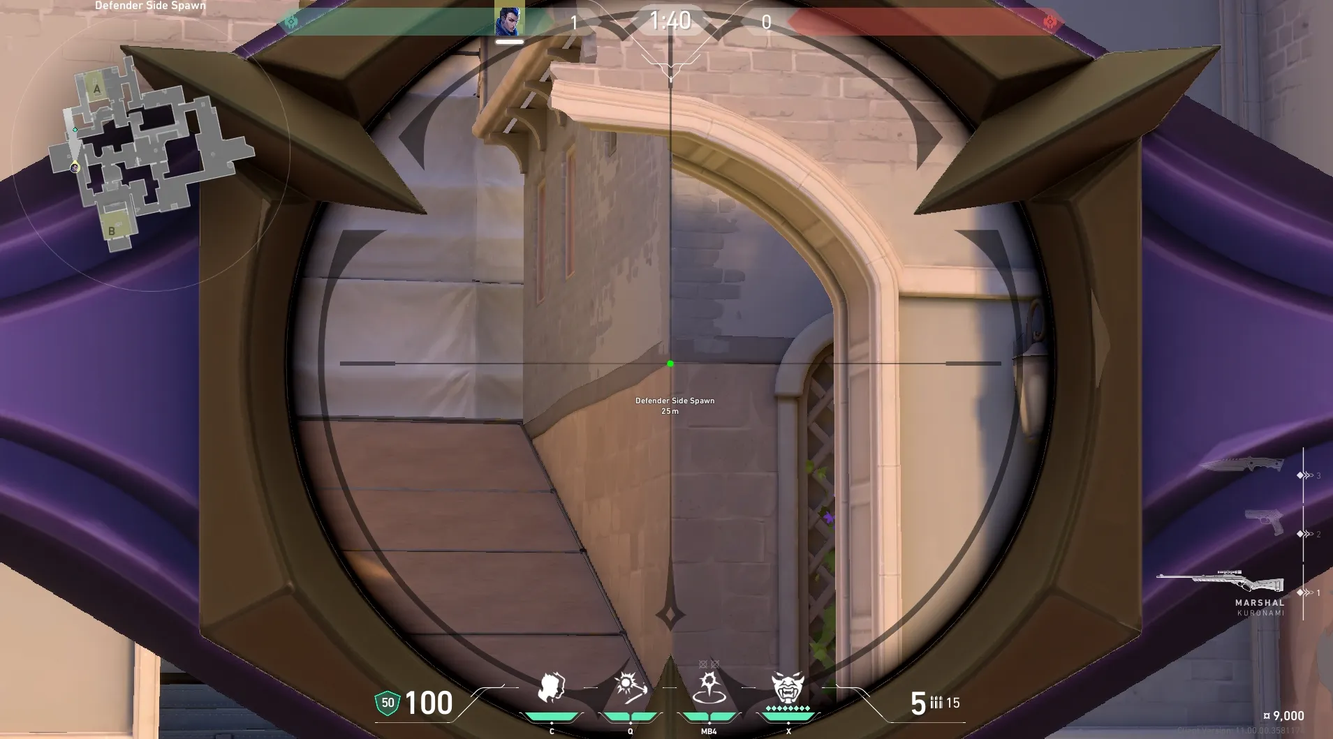 Yoru Gatecrash on Ascent Defense Site A — step 3 of 4: Aim — line up the shot