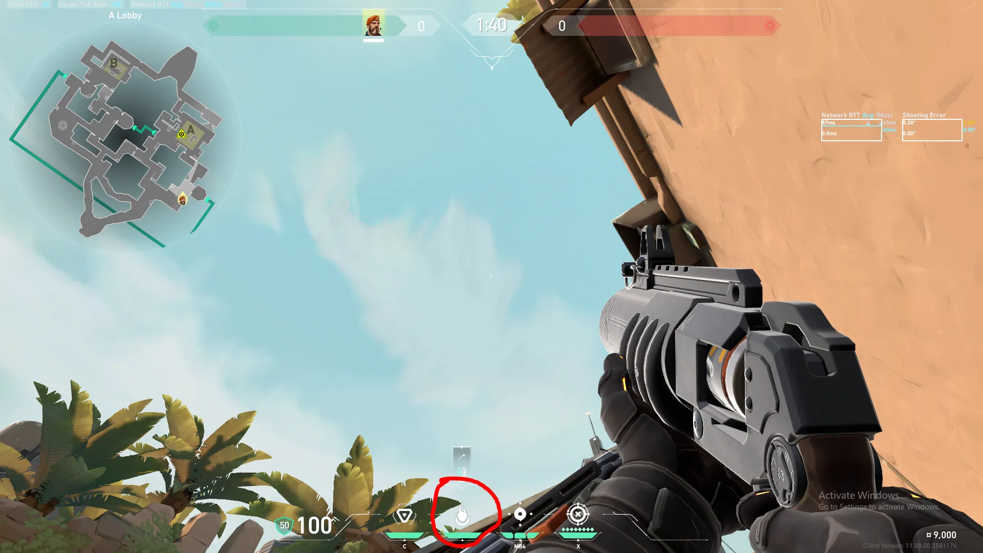 Brimstone Incendiary on Bind Attack Site A — step 2 of 3: Aim — line up the shot