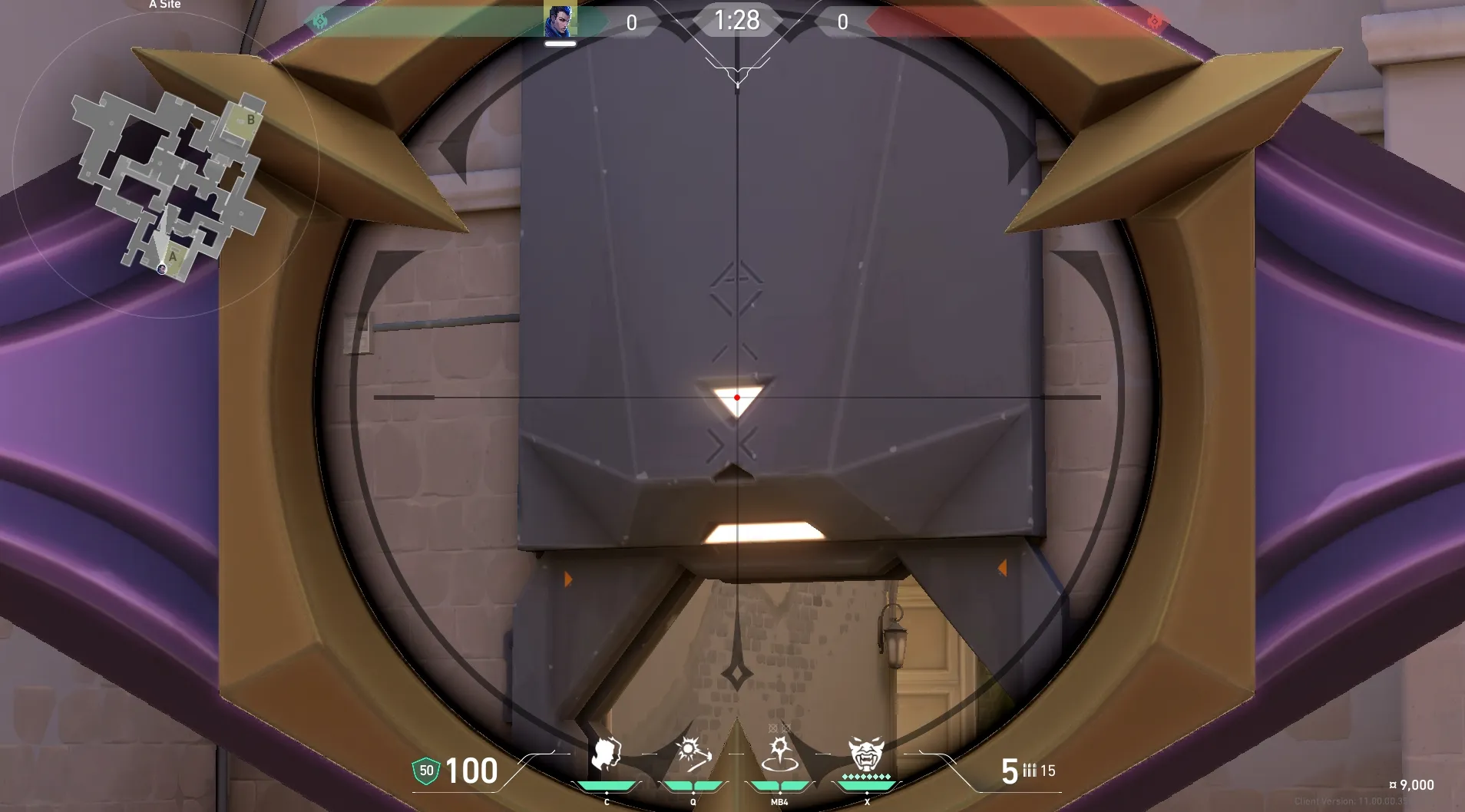 Yoru Gatecrash on Ascent Defense Mid — step 3 of 4: Aim — line up the shot