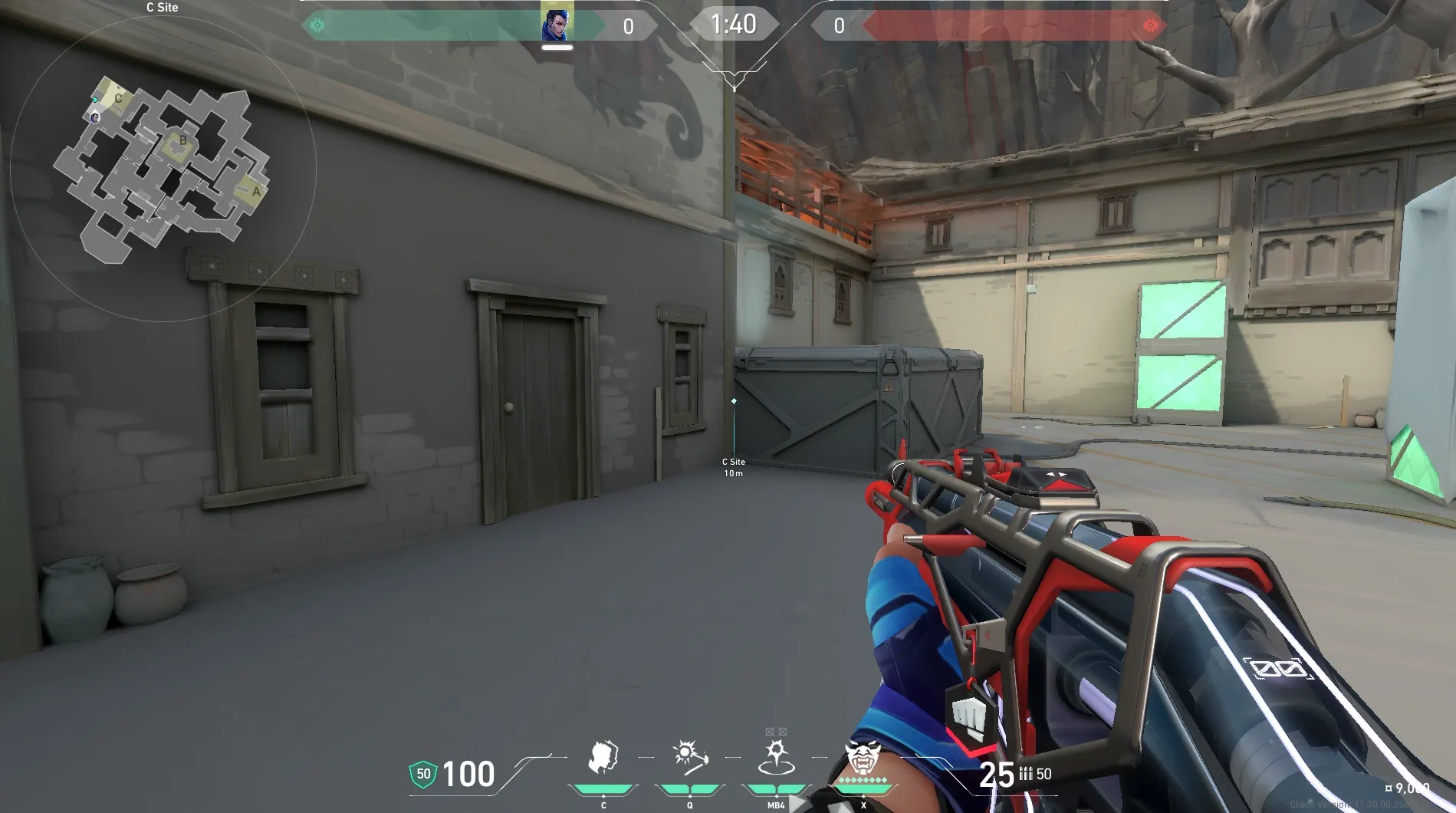 C Site to Defender Spawn — Yoru lineup on Haven