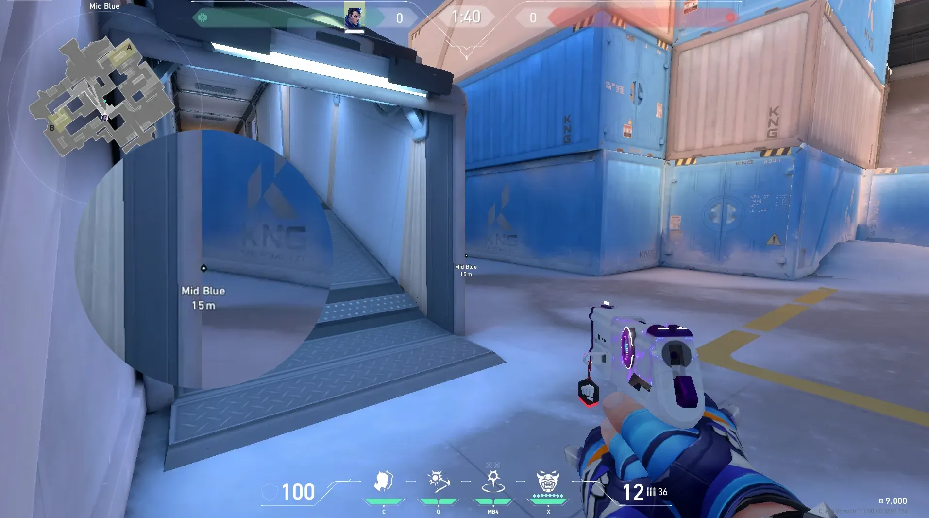 Yoru Gatecrash on Icebox Defense Site A — step 2 of 4: Aim — line up the shot