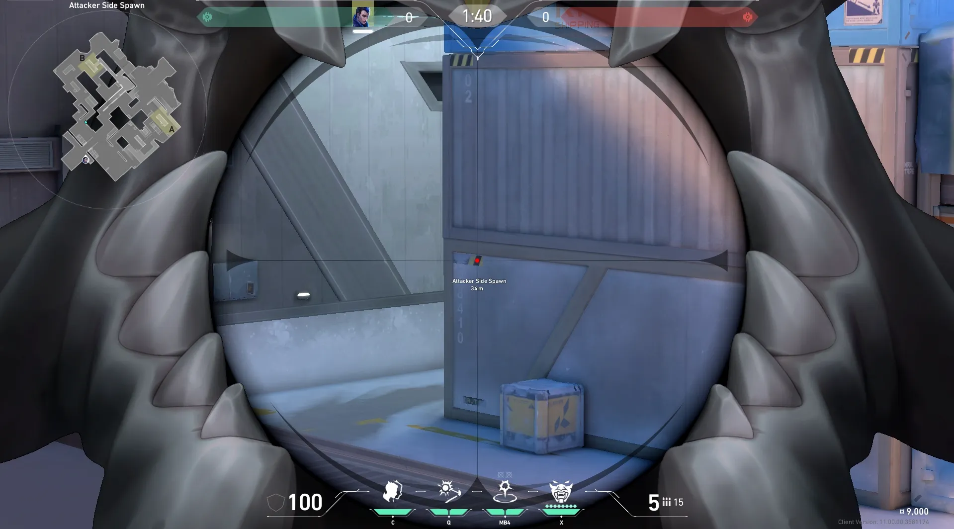 Yoru Gatecrash on Icebox Attack Site B — step 3 of 4: Aim — line up the shot