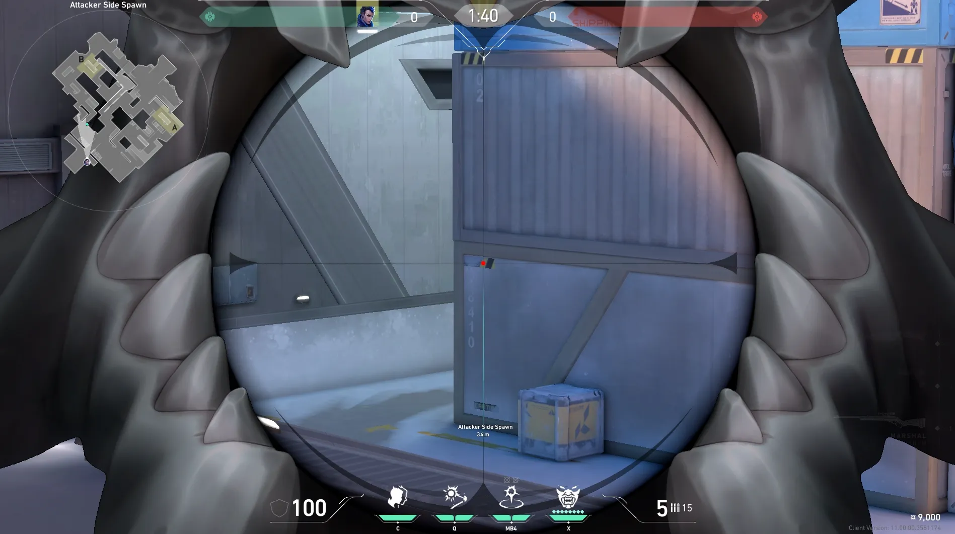 Yoru Gatecrash on Icebox Attack Site B — step 3 of 4: Aim — line up the shot