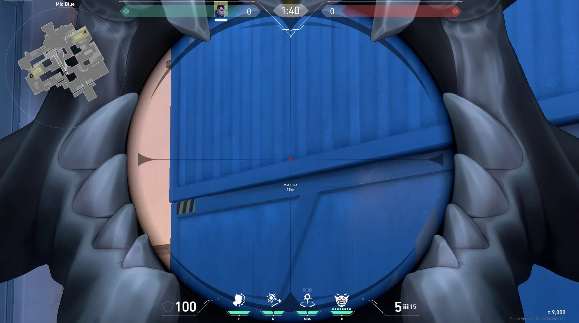 Yoru Gatecrash on Icebox Defense Mid — step 3 of 4: Aim — line up the shot