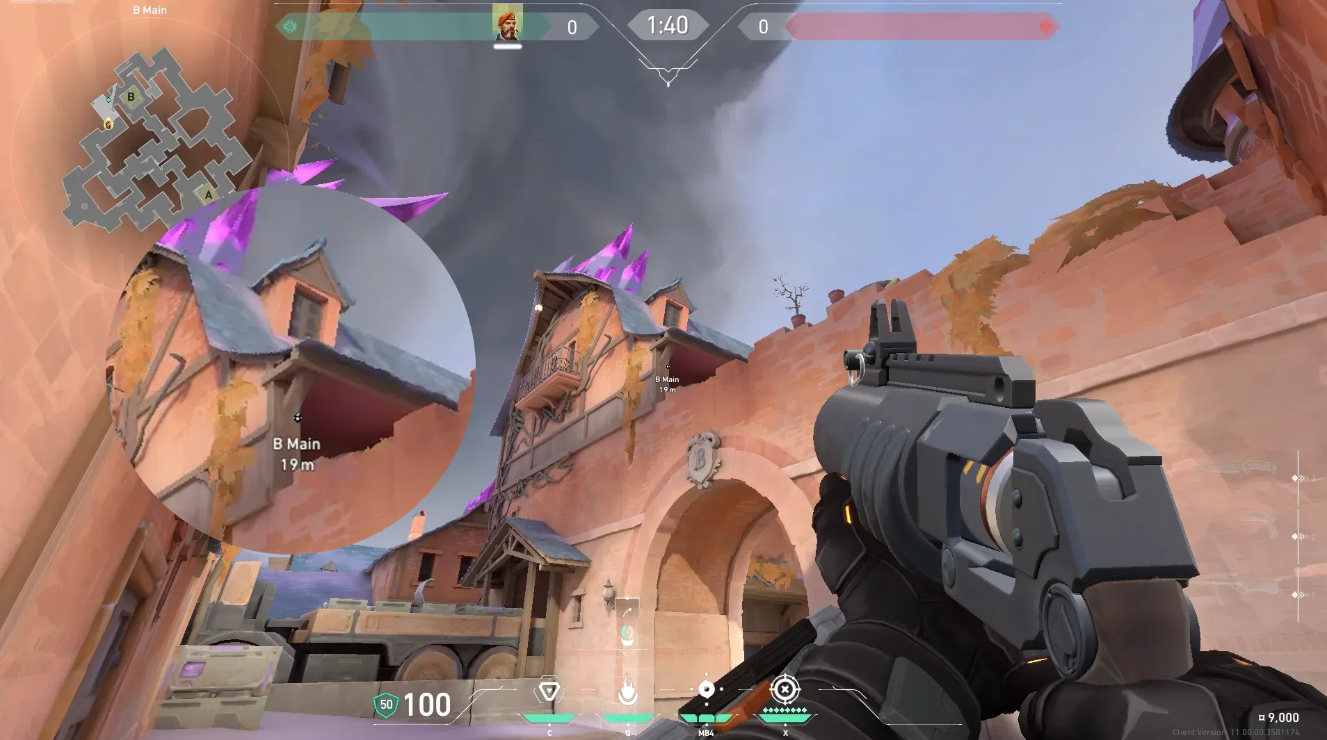 Brimstone Incendiary on Corrode Attack Site B — step 2 of 4: Aim — line up the shot