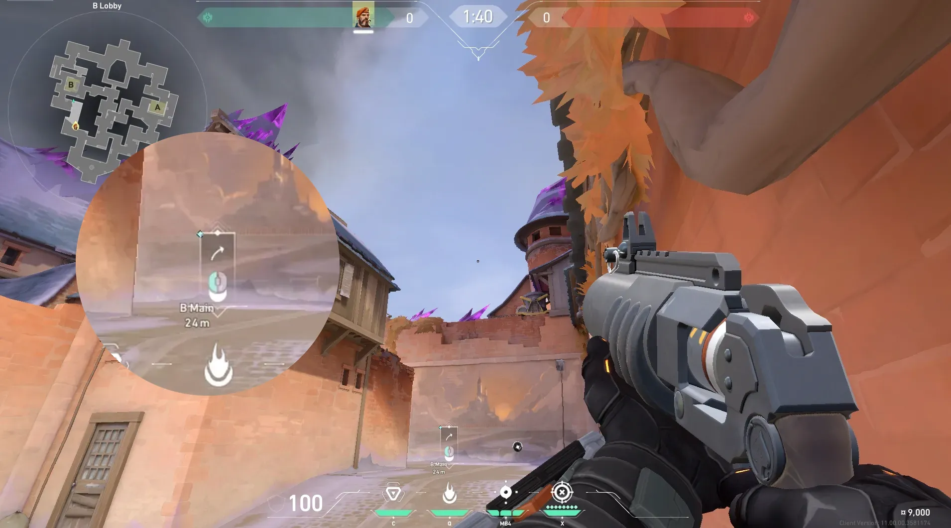 Brimstone Incendiary on Corrode Attack Site B — step 5 of 6: Aim — line up the shot