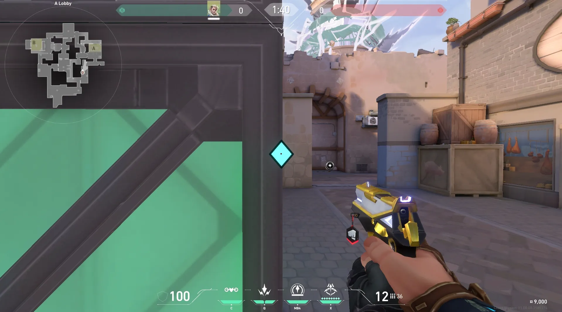 Sova Recon Bolt on Ascent Attack Site A — step 2 of 5: Aim — line up the shot