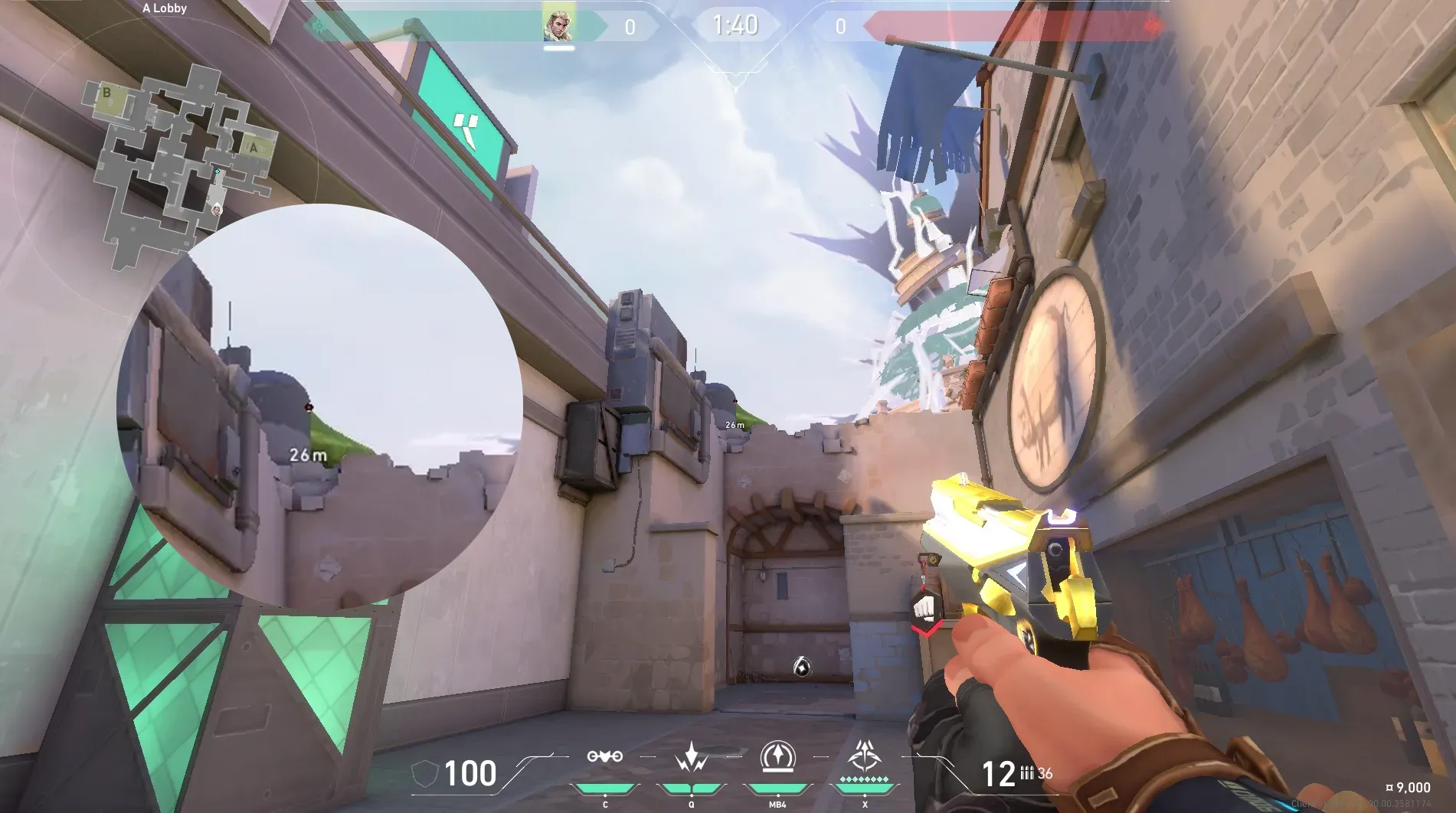 Sova Recon Bolt on Ascent Attack Site A — step 2 of 4: Aim — line up the shot