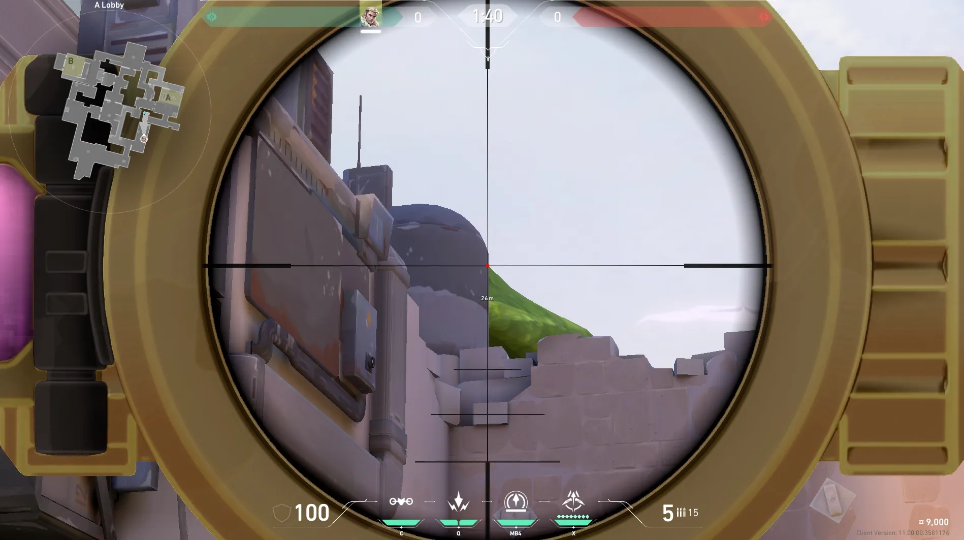 Sova Recon Bolt on Ascent Attack Site A — step 3 of 4: Aim — line up the shot