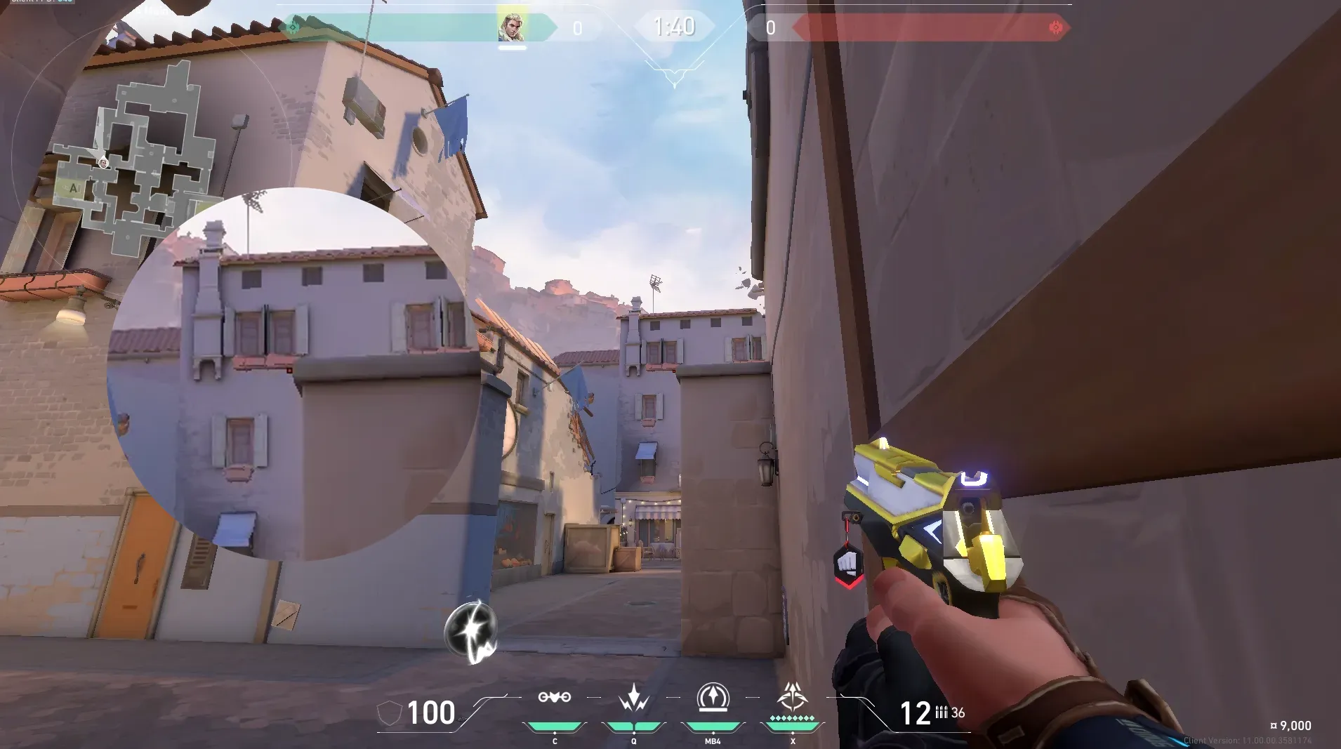 Sova Recon Bolt on Ascent Attack Site A — step 2 of 4: Aim — line up the shot