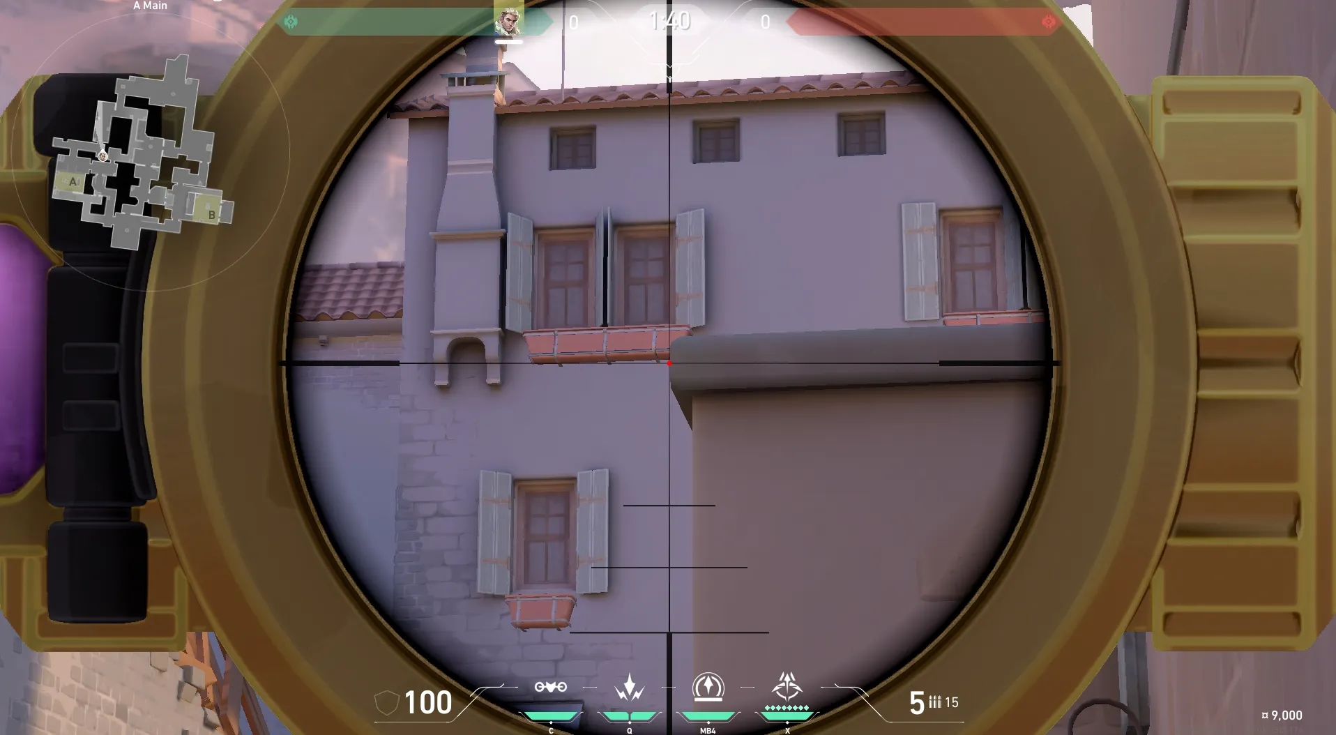 Sova Recon Bolt on Ascent Attack Site A — step 3 of 4: Aim — line up the shot