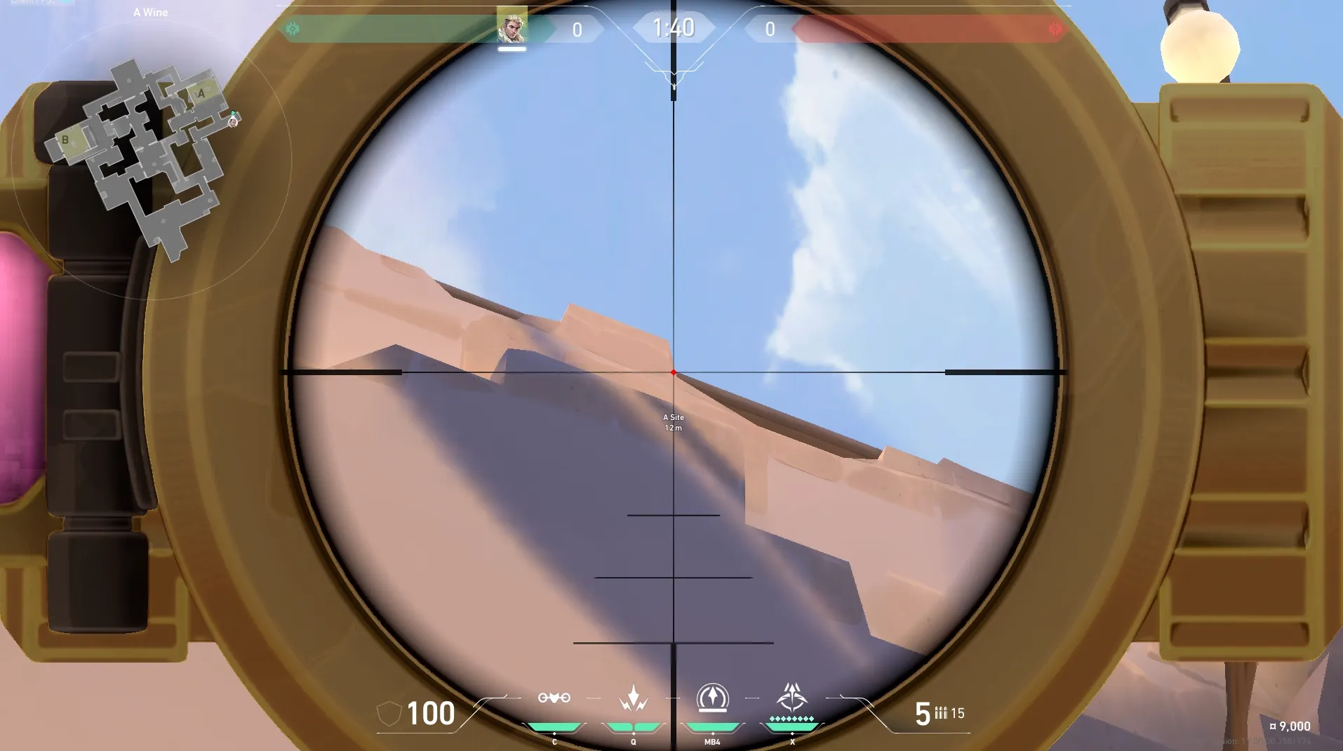 Sova Recon Bolt on Ascent Attack Site A — step 3 of 5: Aim — line up the shot