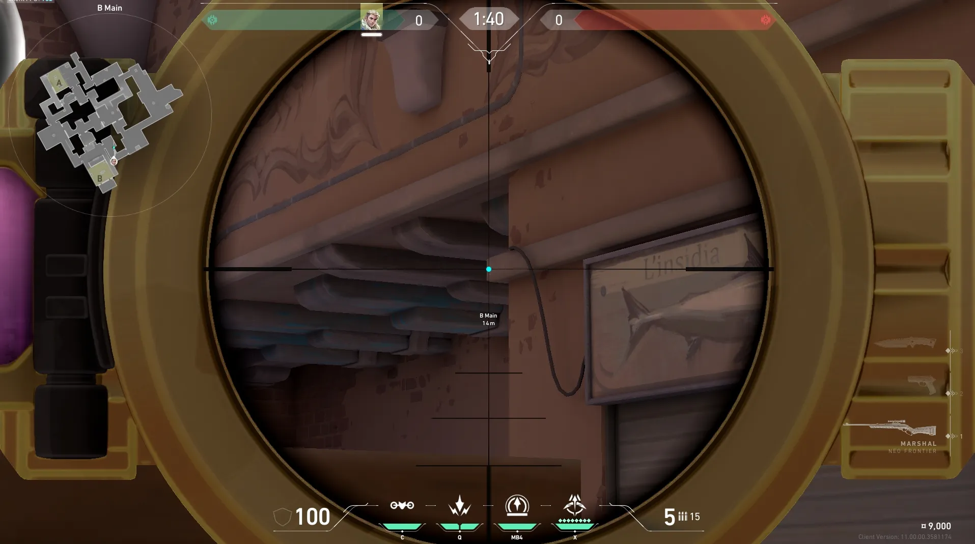 Sova Recon Bolt on Ascent Attack Site B — step 3 of 4: Aim — line up the shot