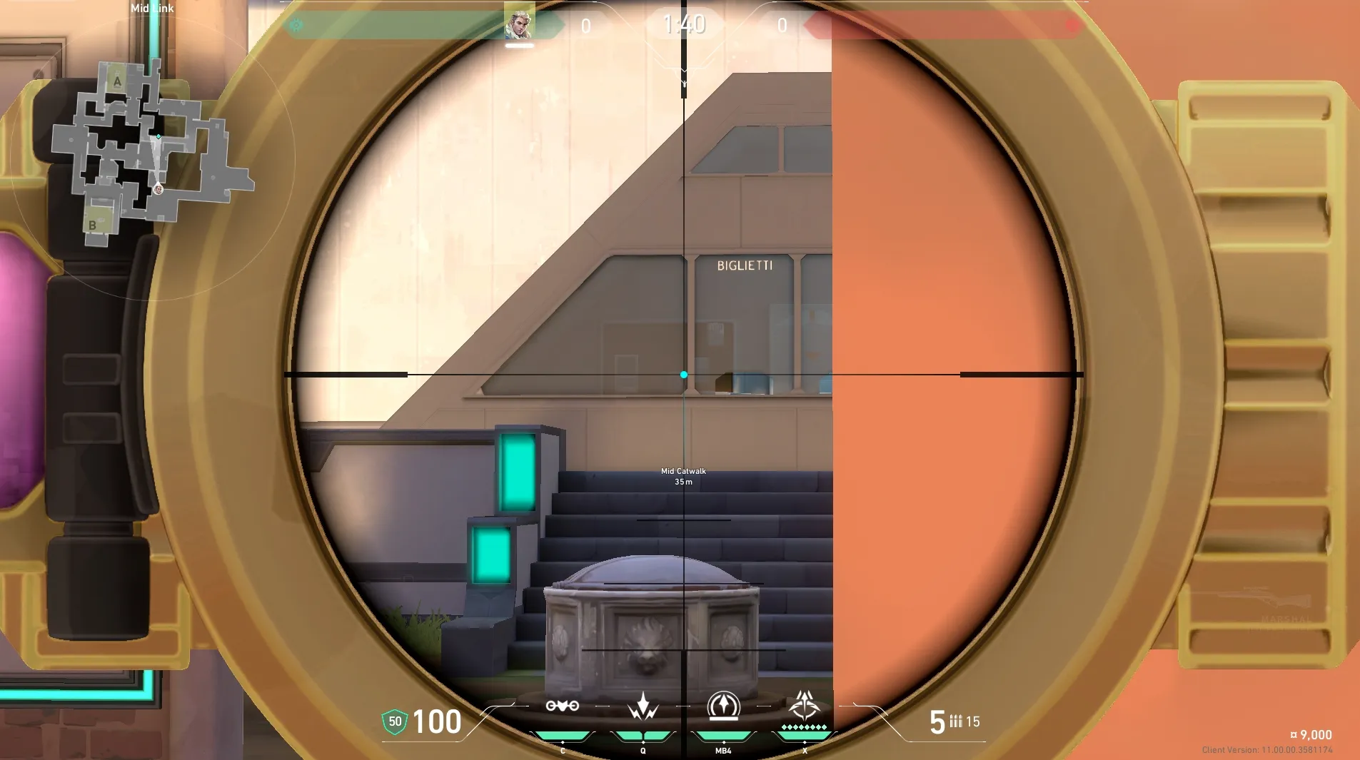 Sova Recon Bolt on Ascent Attack Mid — step 4 of 6: Aim — line up the shot