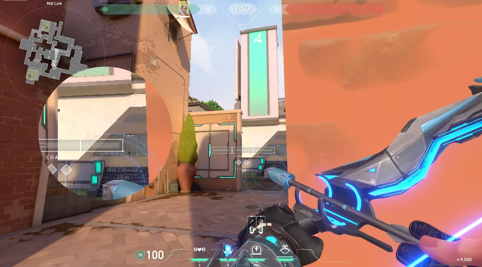 Sova Recon Bolt on Ascent Attack Mid — step 5 of 6: Aim — line up the shot