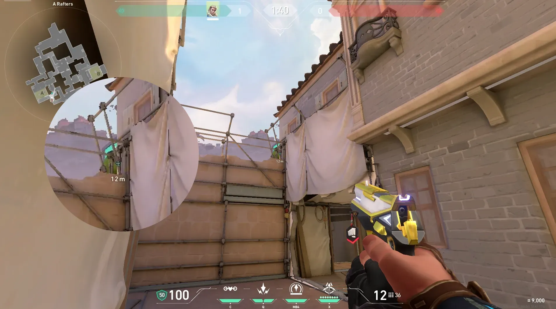 Sova Recon Bolt on Ascent Defense Site A — step 3 of 5: Aim — line up the shot