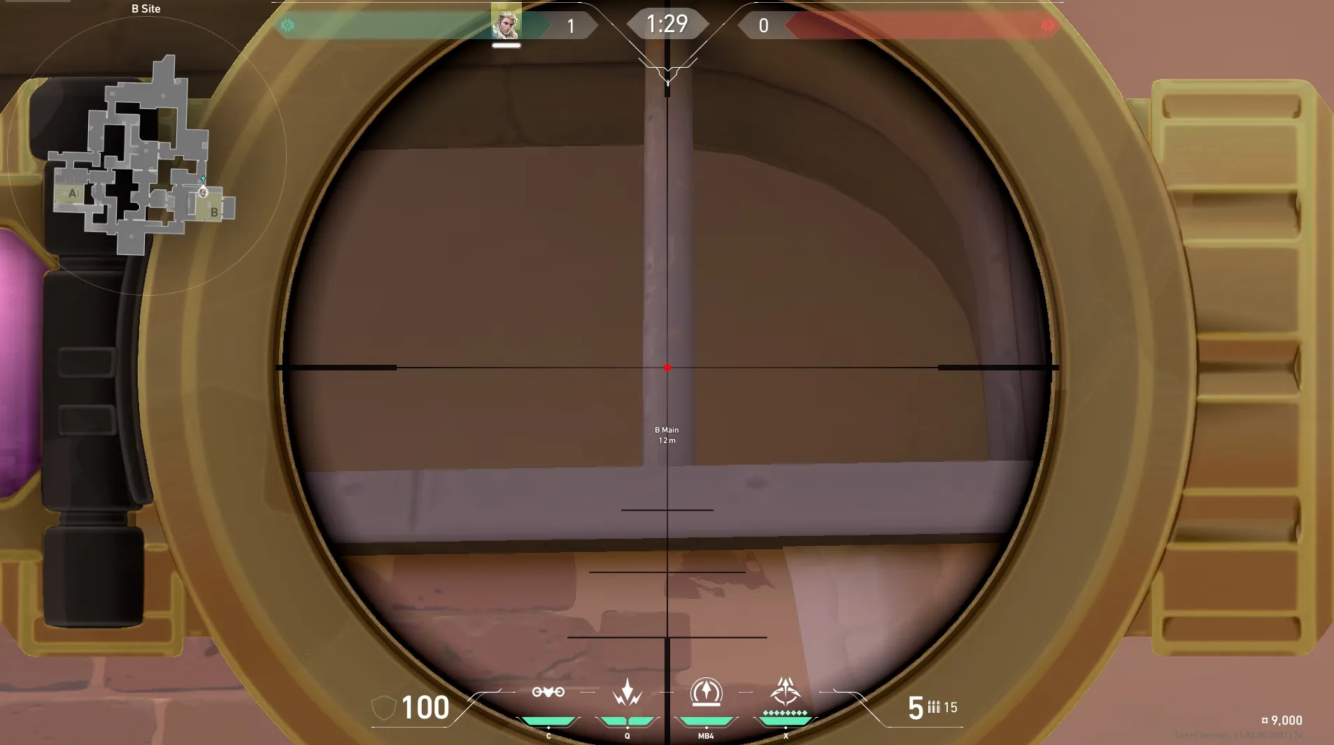 Sova Recon Bolt on Ascent Defense Site B — step 4 of 6: Aim — line up the shot