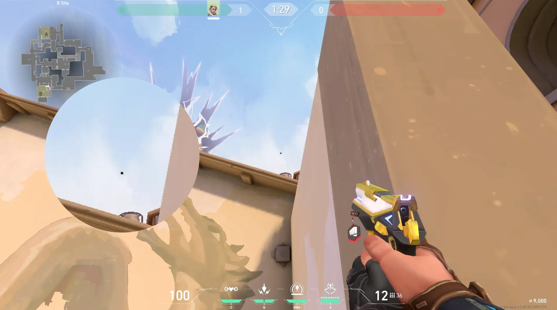 Sova Recon Bolt on Ascent Defense Site A — step 3 of 4: Aim — line up the shot