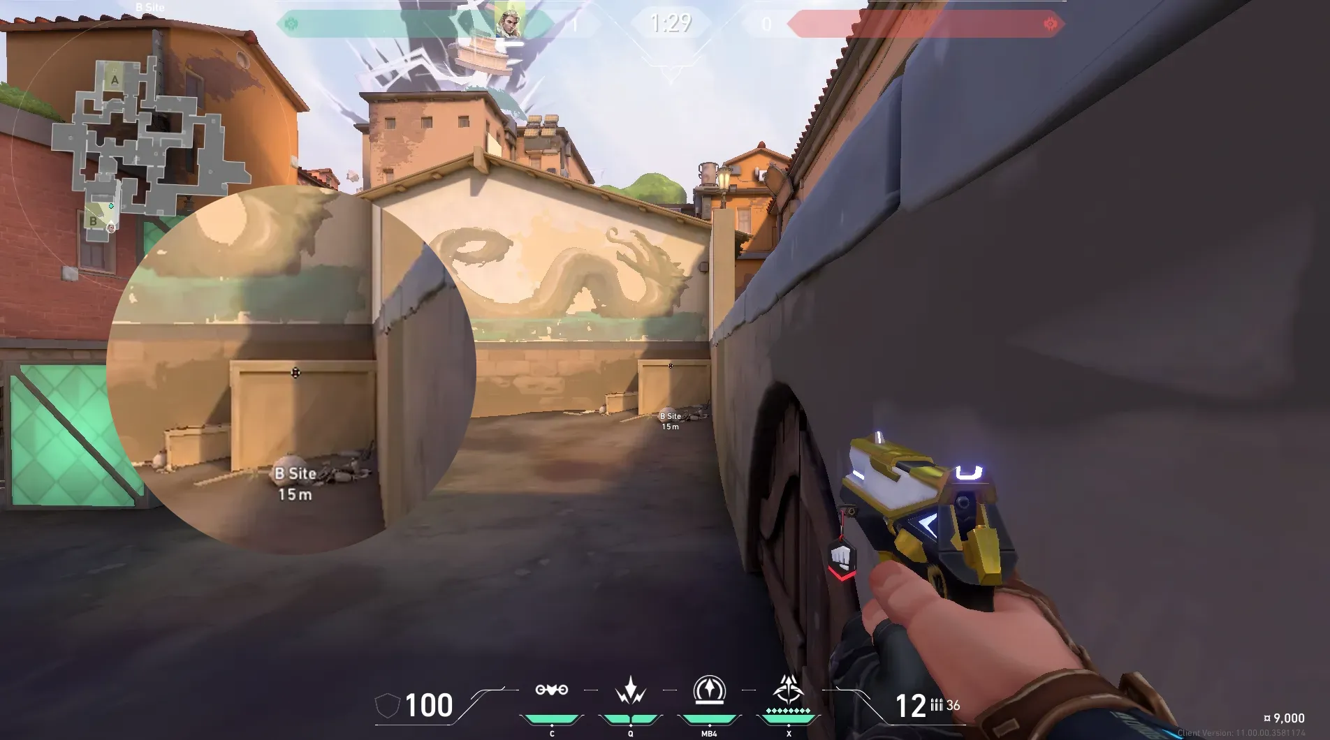 Sova Recon Bolt on Ascent Defense Site A — step 2 of 5: Aim — line up the shot