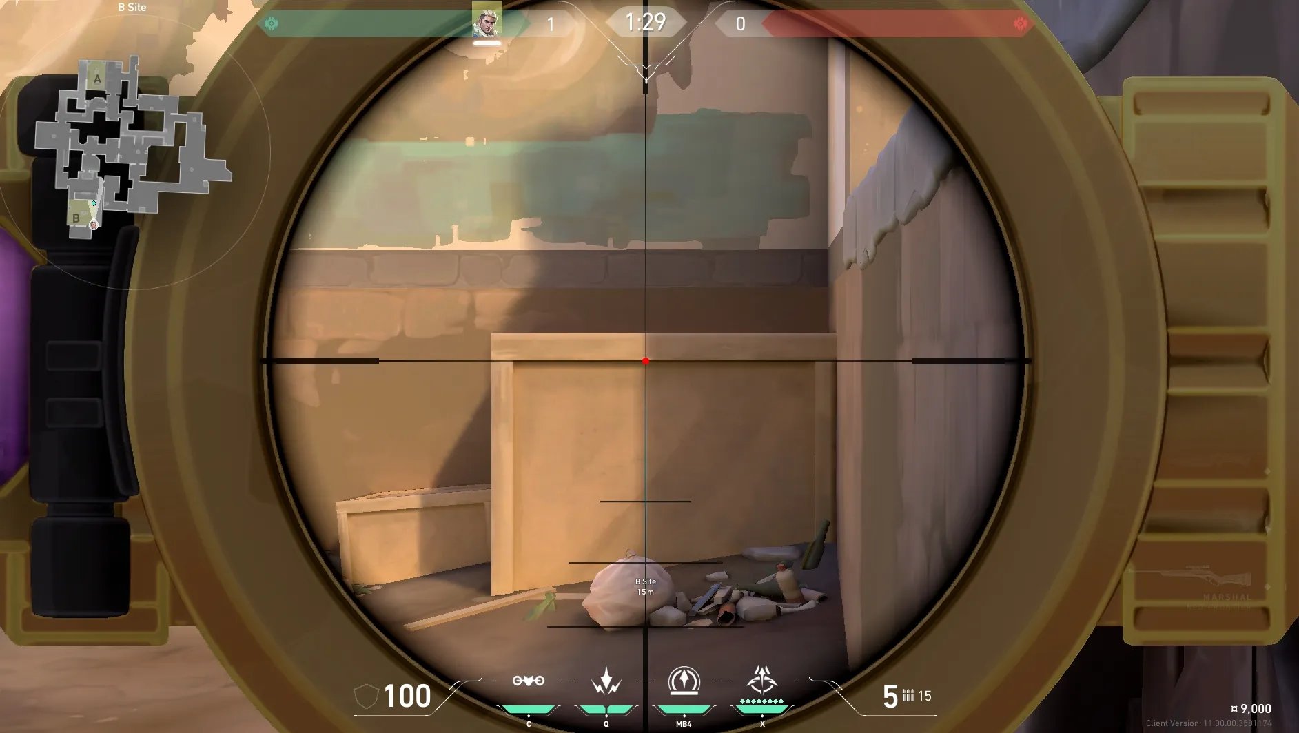 Sova Recon Bolt on Ascent Defense Site A — step 3 of 5: Aim — line up the shot