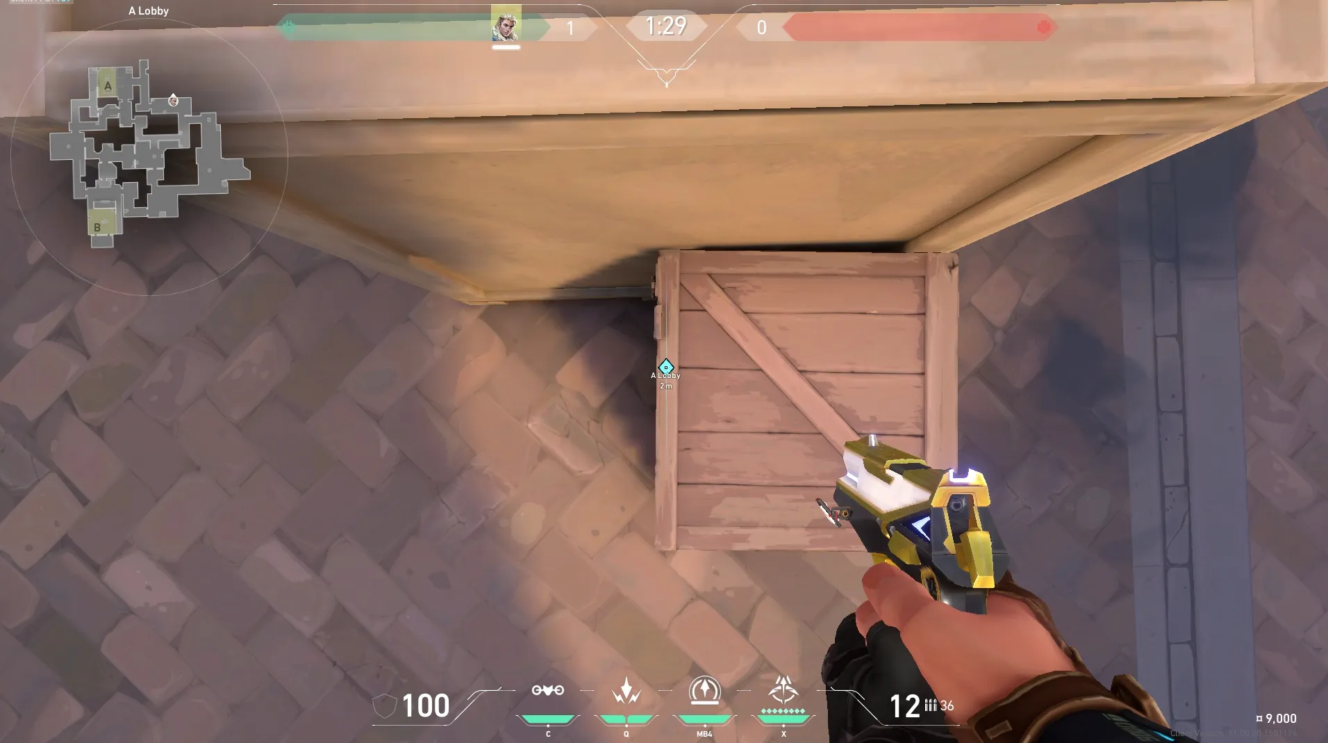 Sova Shock Bolt on Ascent Attack Site A — step 2 of 6: Aim — line up the shot