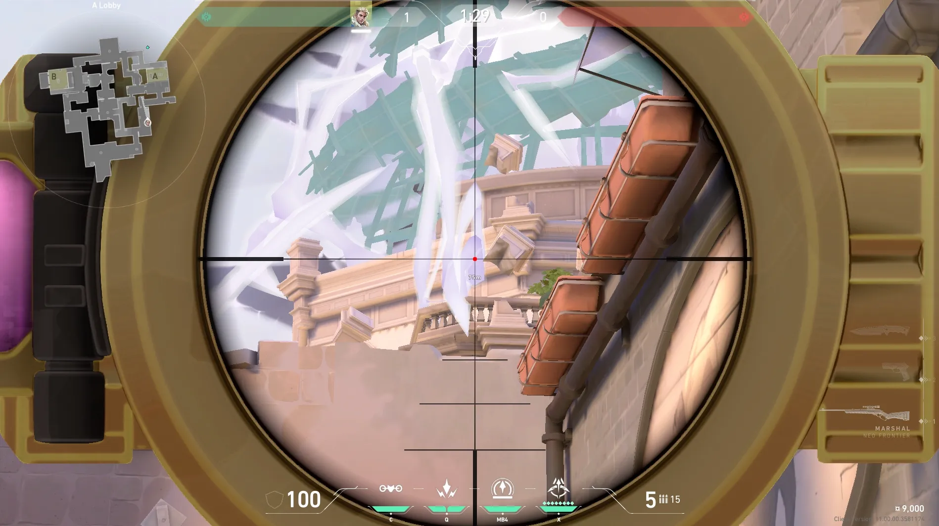 Sova Shock Bolt on Ascent Attack Site A — step 4 of 6: Aim — line up the shot