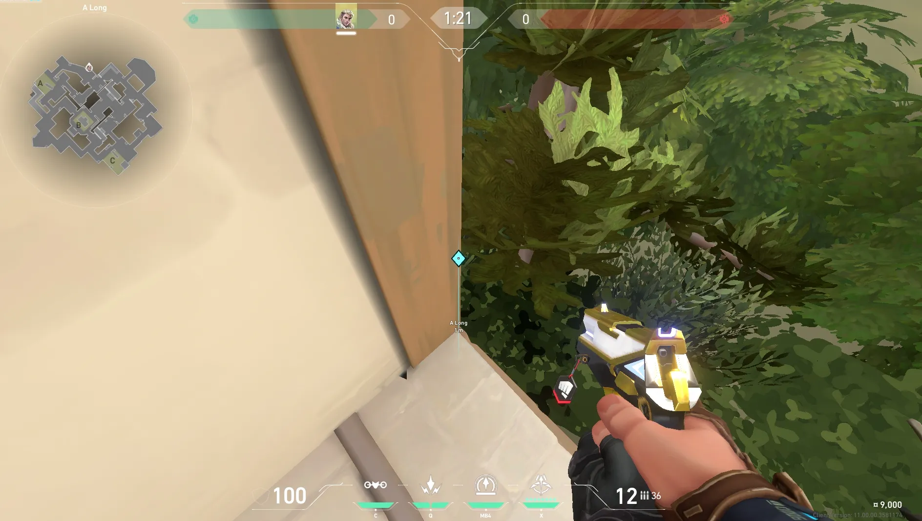 Sova Shock Bolt on Haven Attack Site C — step 2 of 7: Aim — line up the shot