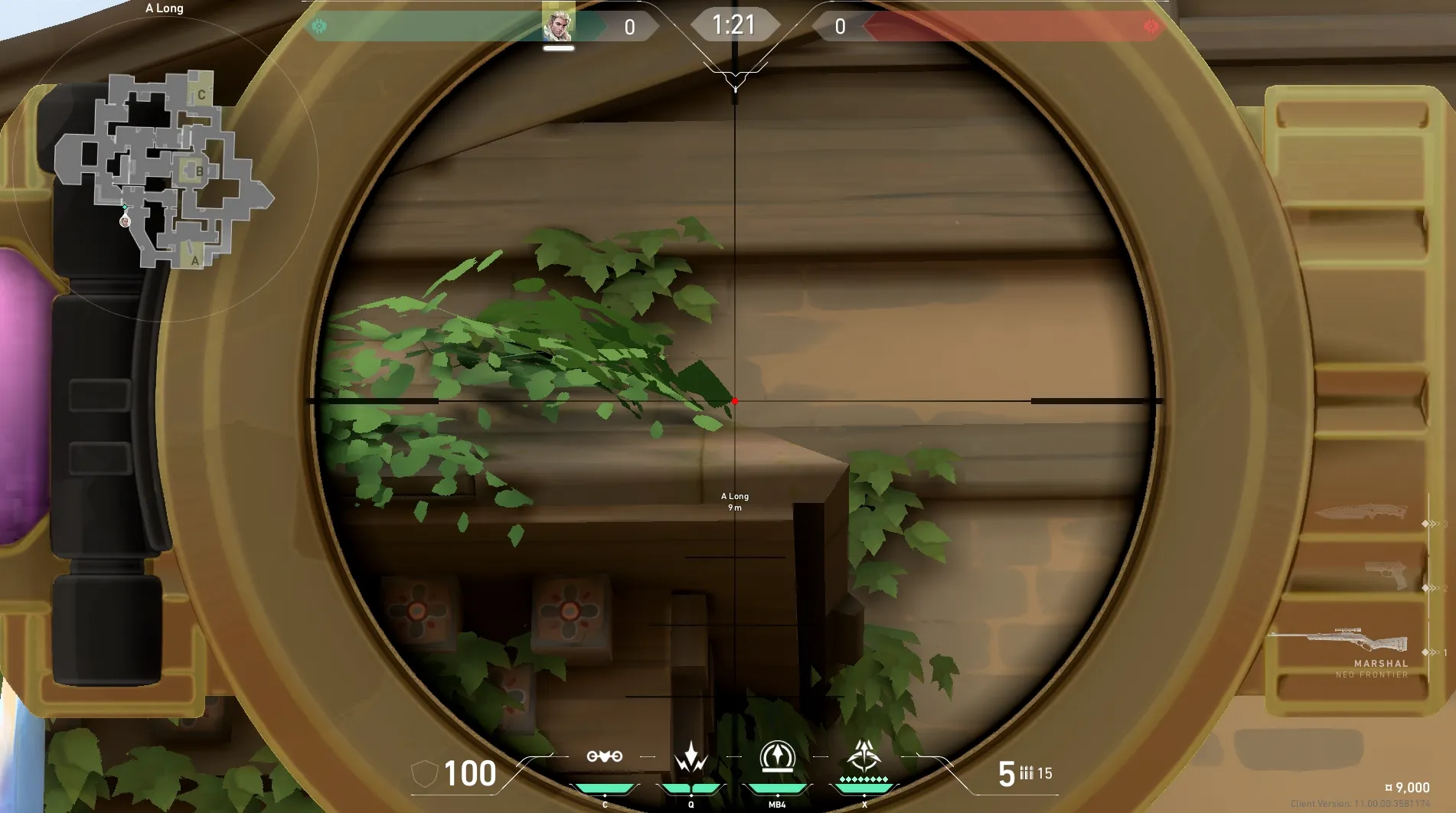 Sova Shock Bolt on Haven Attack Site C — step 4 of 7: Aim — line up the shot
