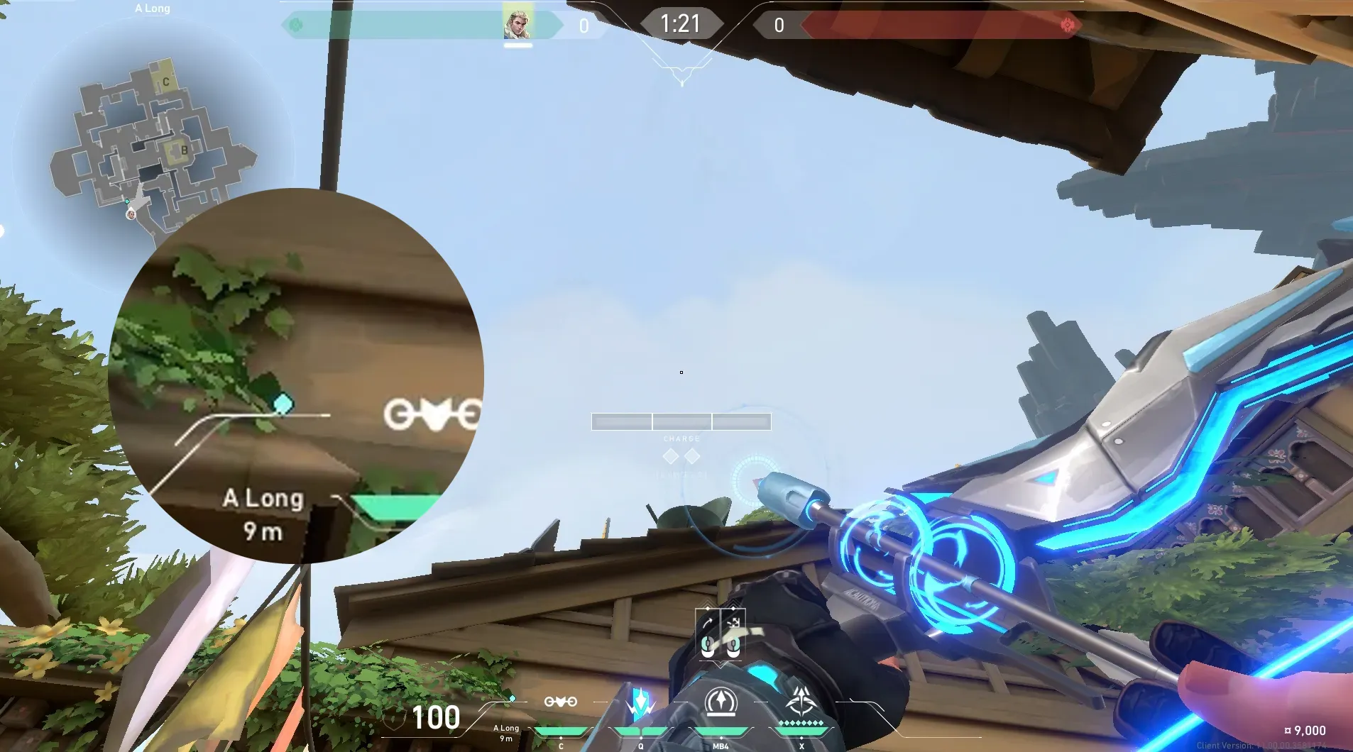 Sova Shock Bolt on Haven Attack Site C — step 5 of 7: Aim — line up the shot