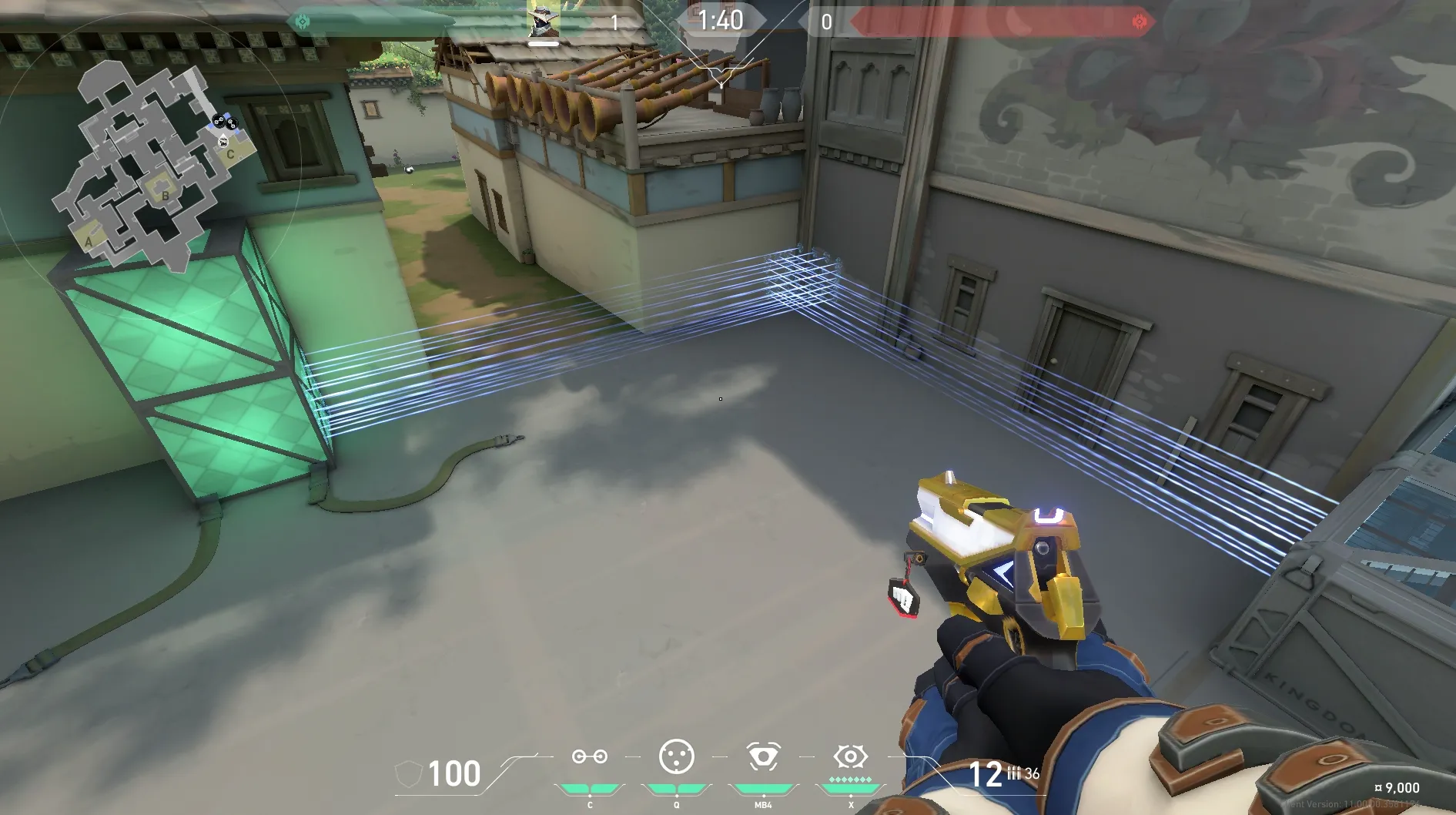 Sova Shock Bolt on Haven Attack Site C — step 6 of 7: Aim — line up the shot
