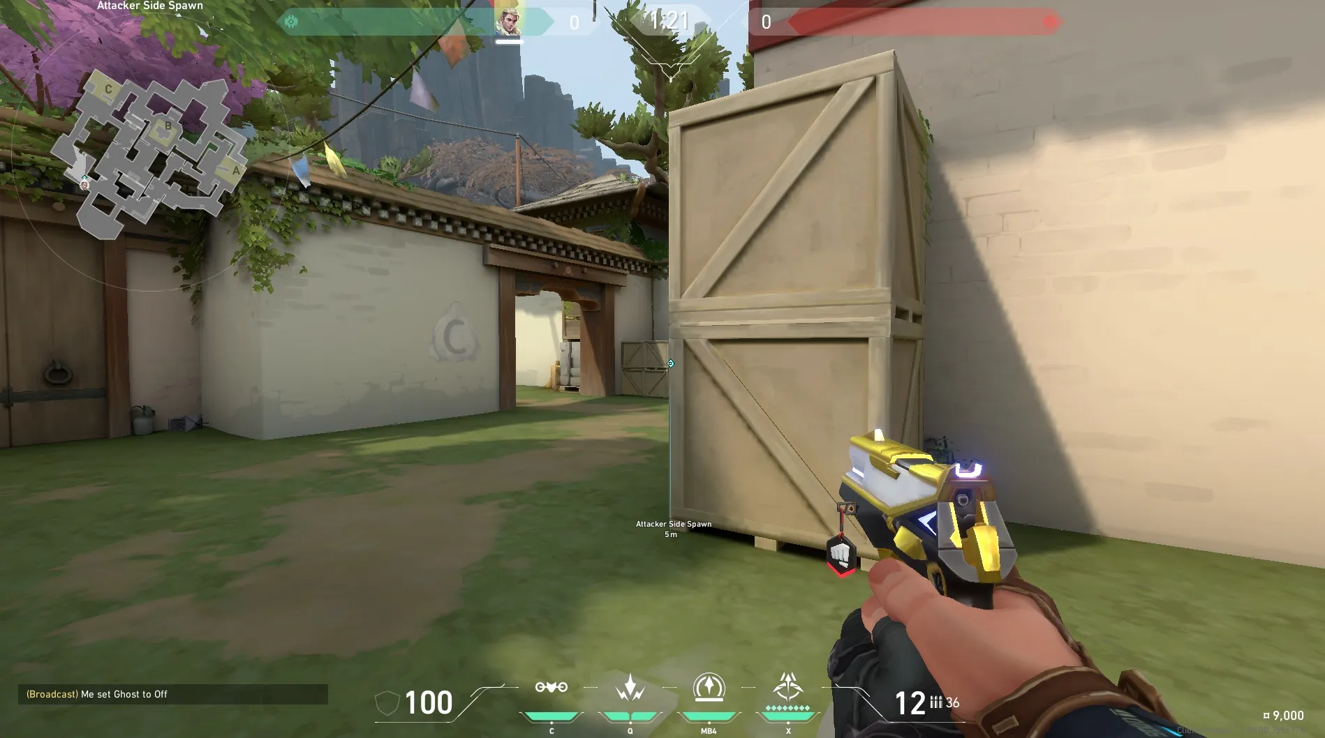 Sova Shock Bolt on Haven Attack Site C — step 1 of 6: Position — where to stand